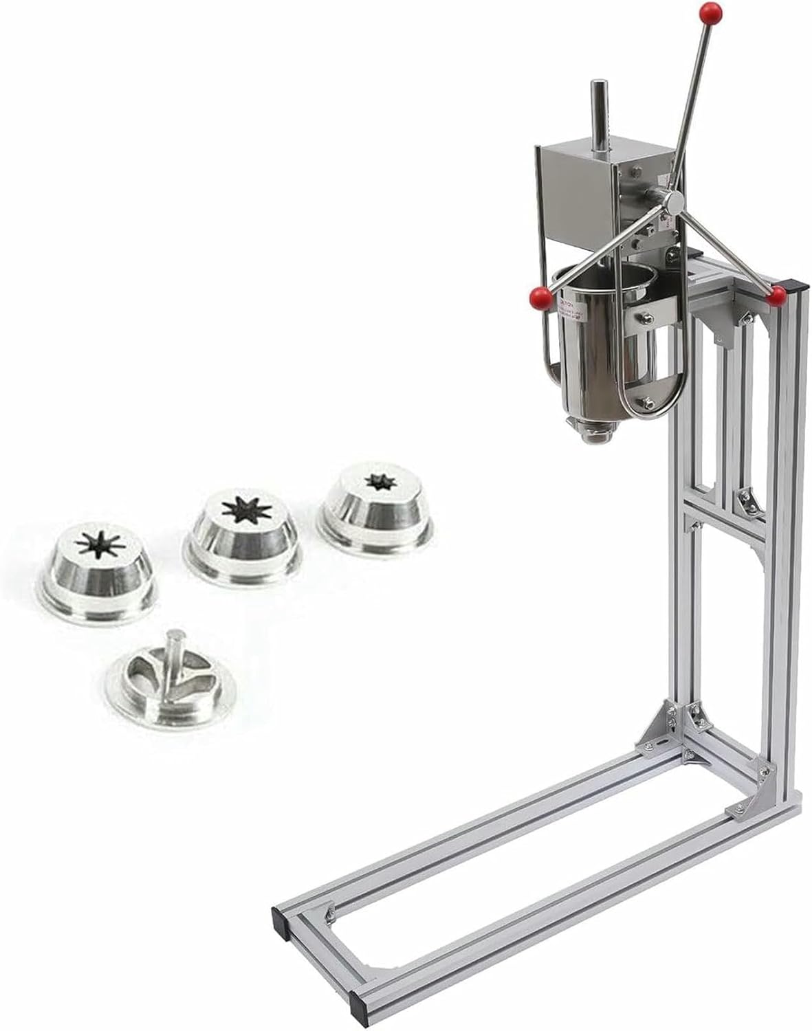 Commercial Stainless Steel Churro Maker, Manual Hand Crank Vertical Donut Filling Equipment for Professional Bakeries and Restaurants