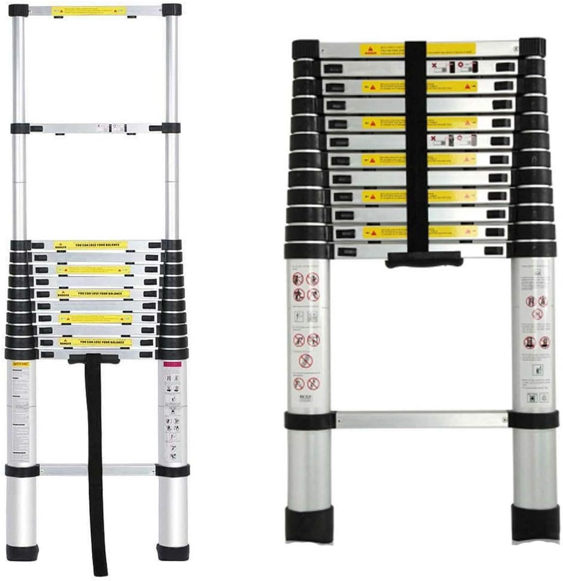 12.5ft Telescoping Ladder Aluminum Telescopic Extension Multi Purpose