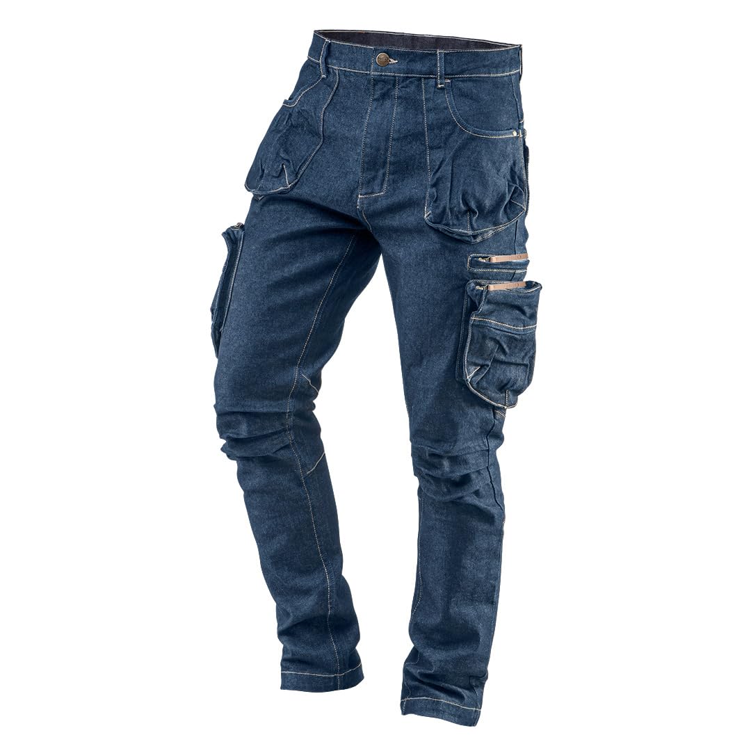 NEO TOOLS Ensemble pantalon de travail en denim et veste polaire chaude (vert, gris graphite, bleu marine) – Tailles S (48) – 3XL (58) | Vêtements de travail quotidiens Ensemble de vêtements pour