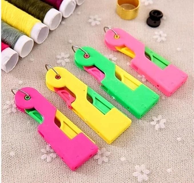 Image of FLIZZOW Automatic Needle Threading Device /Plastic Press and Thread Device Tailoring and Sewing Kit Tool Self Needle Threading Tool Pack of (4)