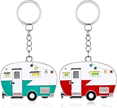 Pack of 2 key rings, caravan, camper keyring, motorhome, caravan decoration, retro travel pendant key ring accessories, for RV travel, campervan gift charm