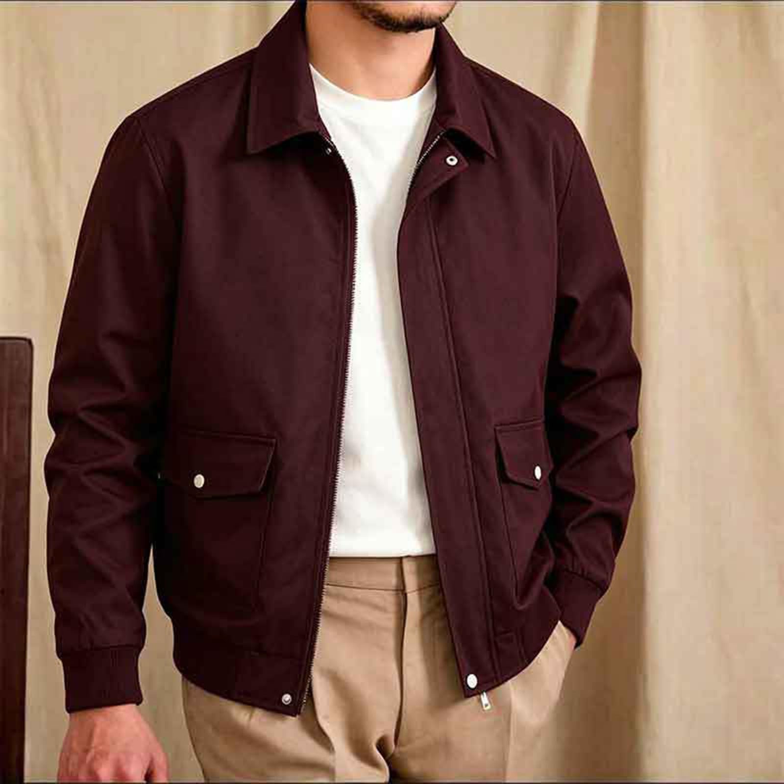 Generisch Arbeitsjacke Herren CollegeJacke Bomberjacke Übergangsjacke Mit Reißverschluss Softshelljacke Mit Taschen Freizeitjacke Einfarbig Windbreaker Locker Herrenjacke Herbstjacke