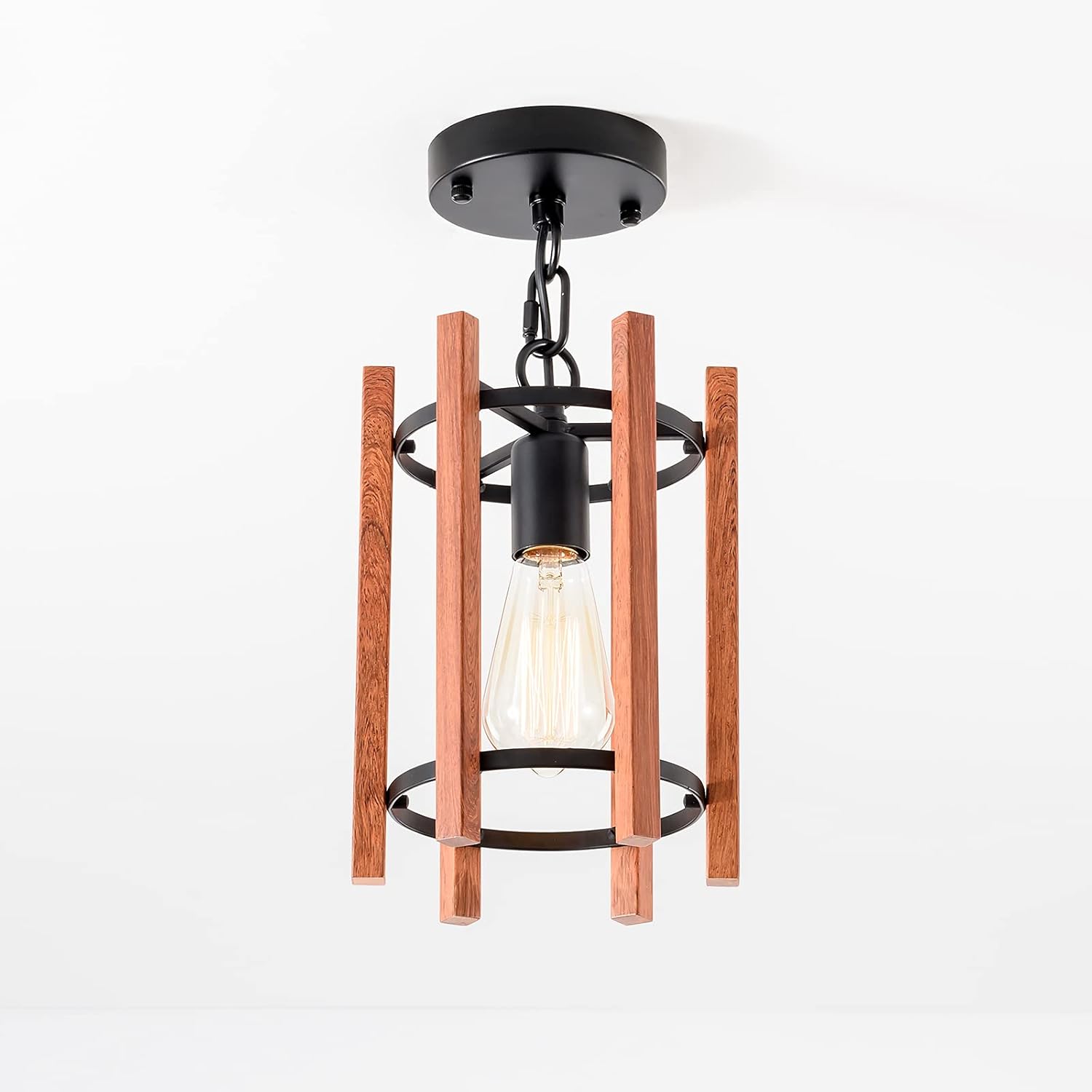 Eoronz Farmhouse Lantern Pendant Light, 1Light Rustic Metal Chandelier