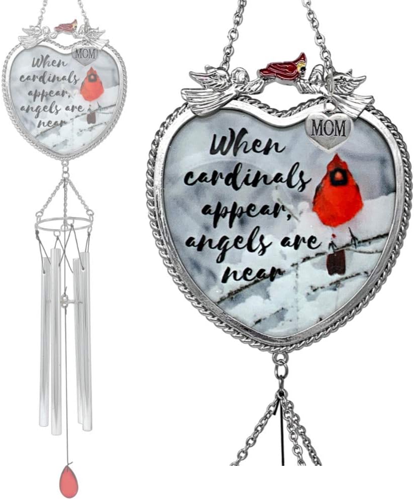 BANBERRY DESIGNS Mom Memorial Wind Chimes - When Cardinals Appear Angels are Near - Windchimes for The Loss of a Mother