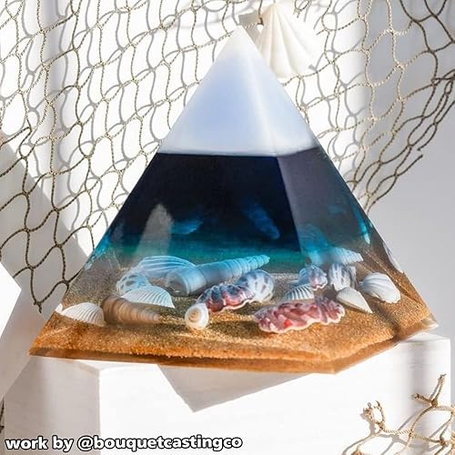 Miniatura 4 de RESINWORLD Moldes de pirámide de silicona transparente súper grandes para resina, 2 moldes de silicona piramidales interiores + 1 marco de plástico,