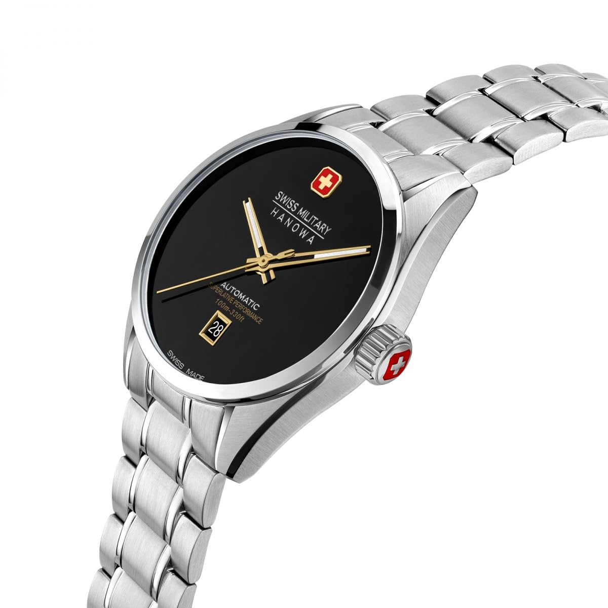Swiss Military Hanowa SMWGL0006204 Majestic Pioneer Onyx zegarek męski automatyczny 41 mm Swiss Made szafirowe szkło 10 ATM bransoletka ze stali nierdzewnej kolor srebrny