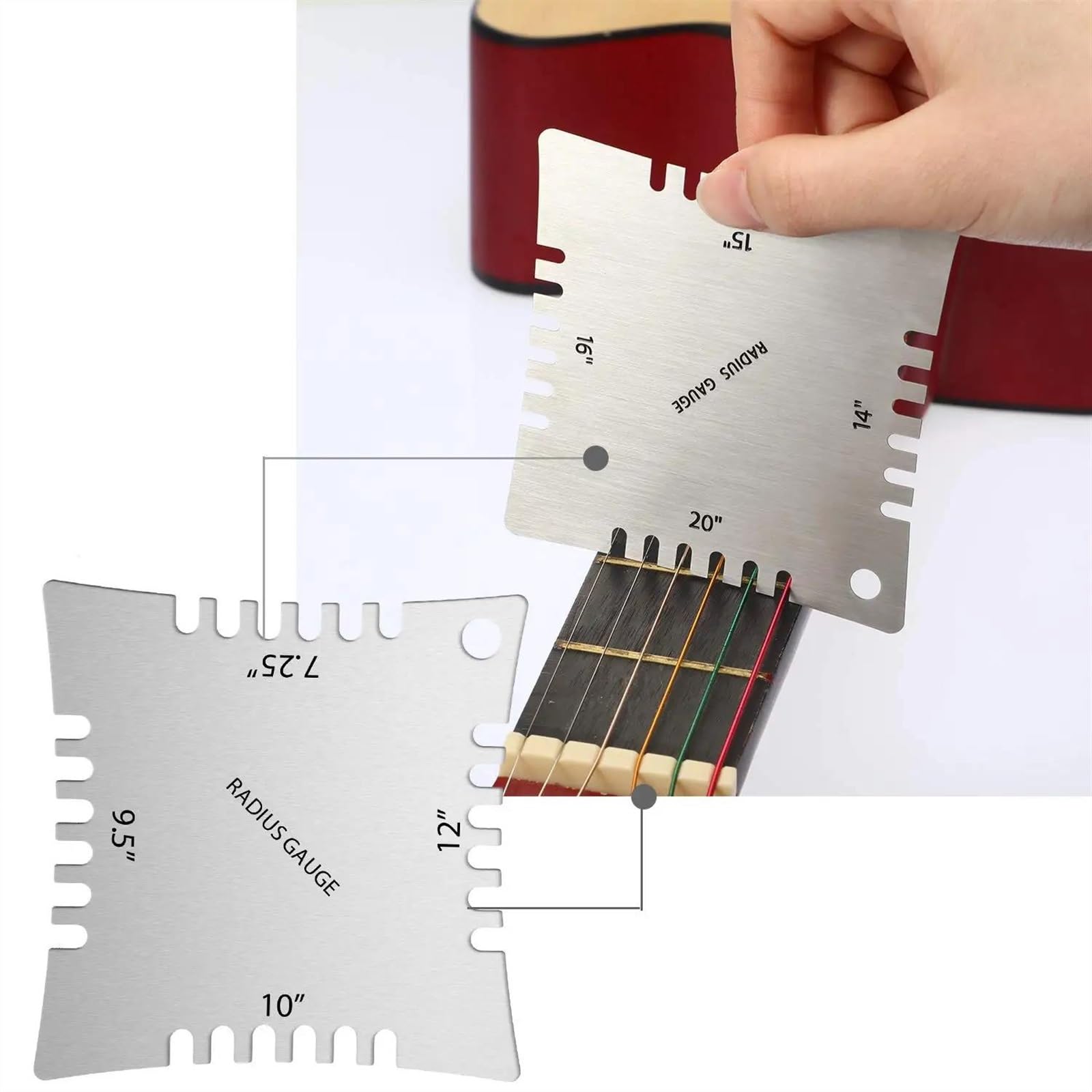 Kit Di Strumenti Di Misurazione Per Liutaio Di Chitarra Set Di Righelli Per L'azione Delle Corde Calibro Per Raggio Sottocorda Strumenti Per La Riparazione Della Chitarra Acciaio Inossidabile