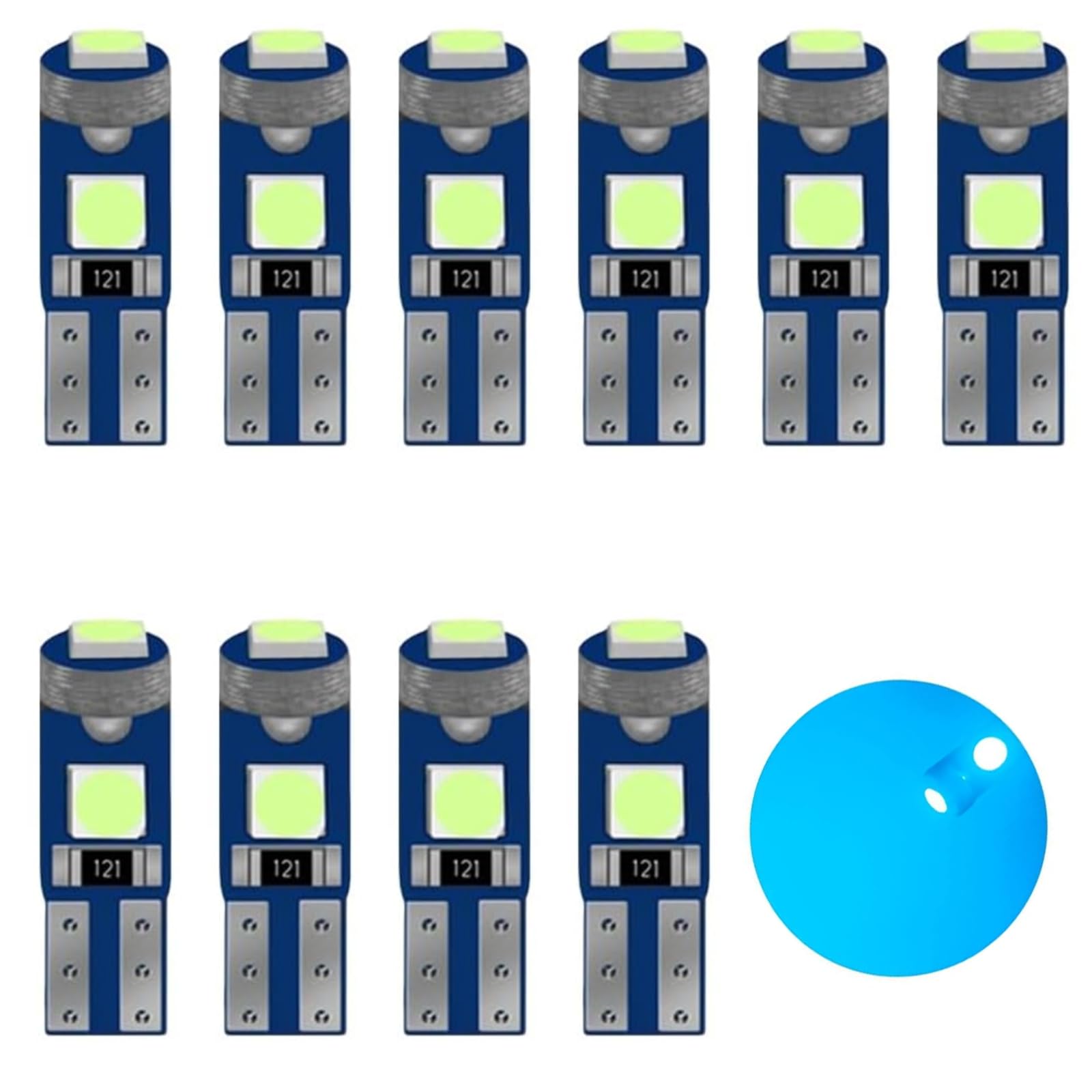 T5 LED Bombillas,2721 27 37 286 PC73 PC74 LED Bombilla,12V 20LM 0.4W 3SMD 3030 Chips,Adecuado para la sustitución de la luz del salpicadero del automóvil (Amarillo-10 Piezas) — view 9