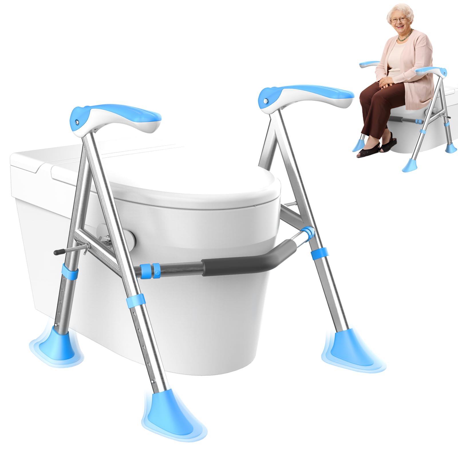 Toilet Seat Risers For Seniors, FSA HSA Raised Handicap Toilet Seat With Handles Over Toilet - View #10