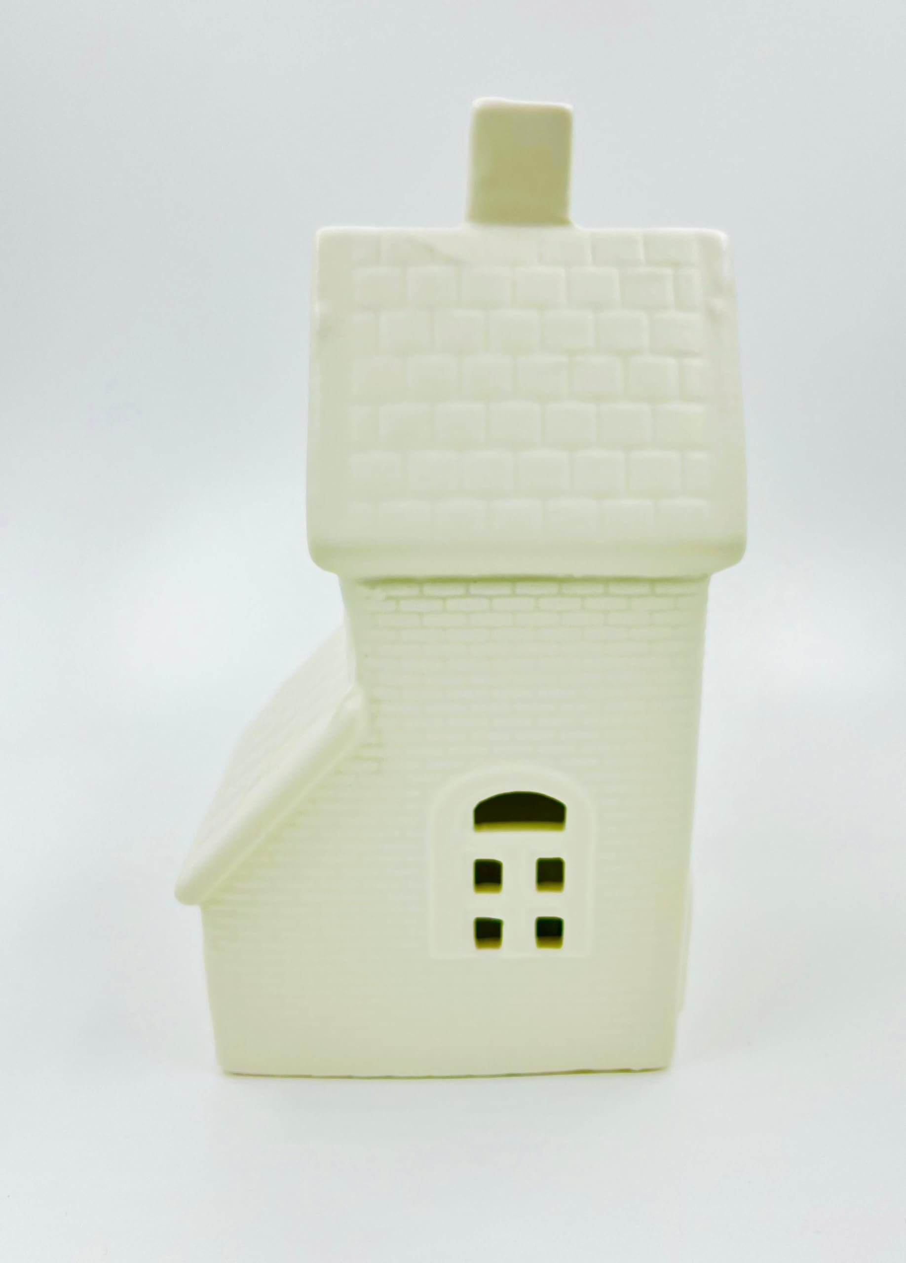 Ceramic House with Light, Height 15.5cm Width 9cm,White Decorative Ceramic House, Window Design, Matte White, Modern Design Home Decor - Image 5 thumbnail