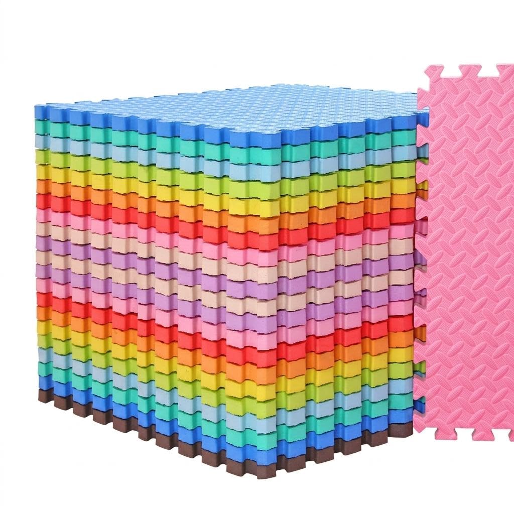 Home Gym Floor Mat with Extra Thick Foam Padding for Kids, Large Interlocking Playmat Tiles, Soft EVA for Play Area | Exercise Mats | Fitness Equipment & Gear | Fitness Running & Yoga-image-22