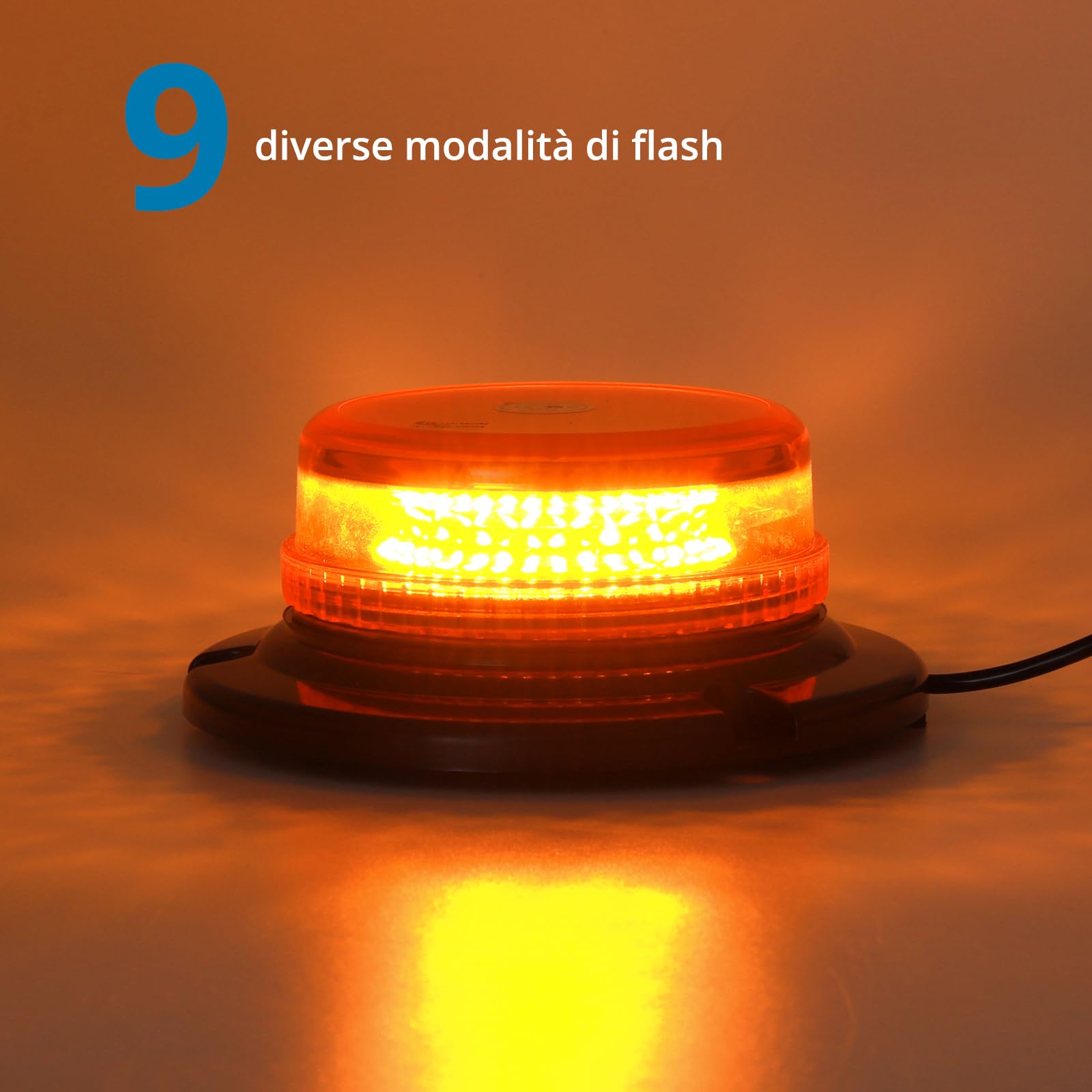 AUTOUTLET 36 LED 18W Luce Stroboscopica,Faro Rotante con con Base Magnetica e Cavo di 5 Metri,9 Modalità Lampeggianti,per Trattore Camion Auto(Arancione)