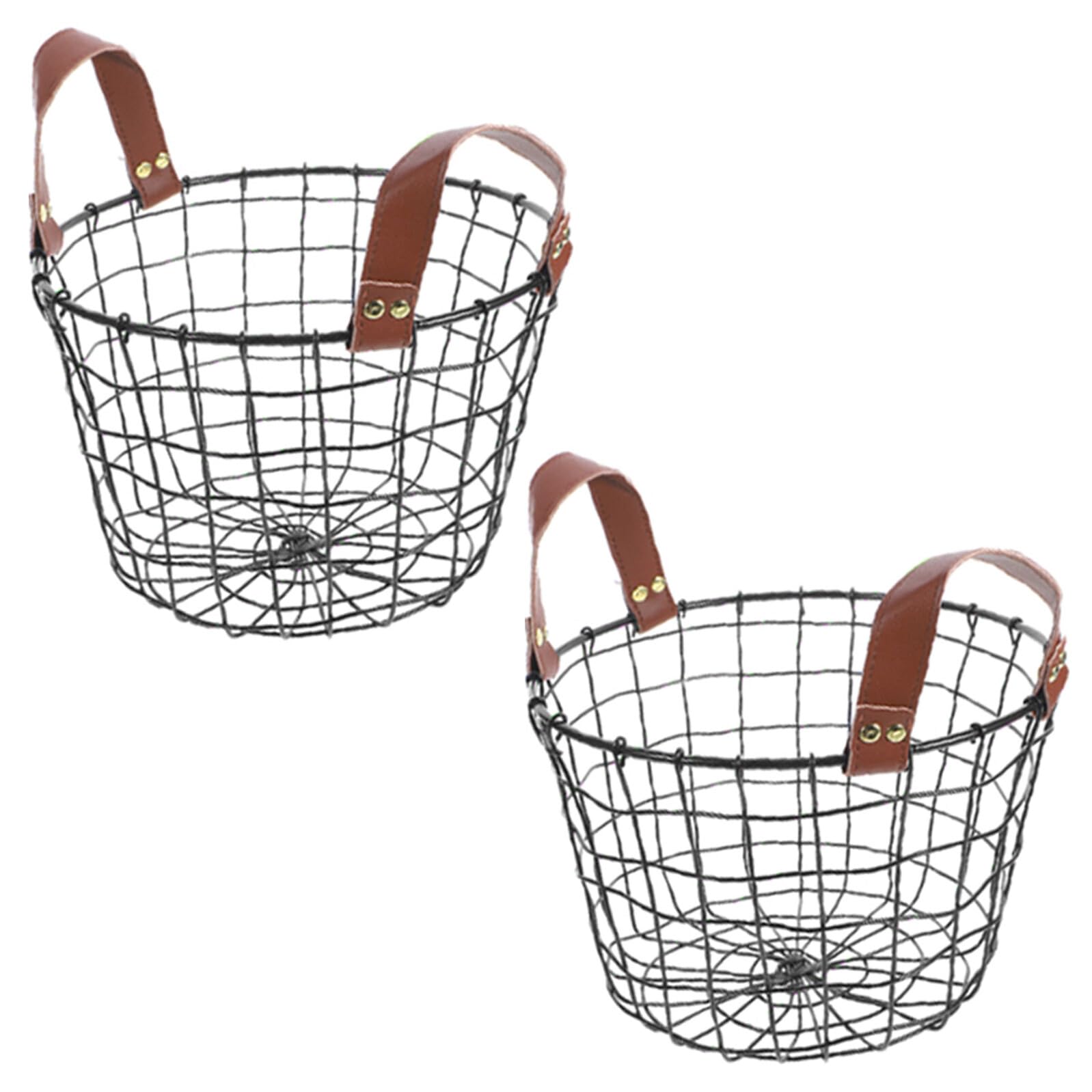 Cesta Organizadora de Leña Redonda de Hierro Rústico, Pequeña, 2 Piezas, Resistente Intemperie, para Almacenamiento Exterior E Interior, Soporte para Chimenea y Jardín
