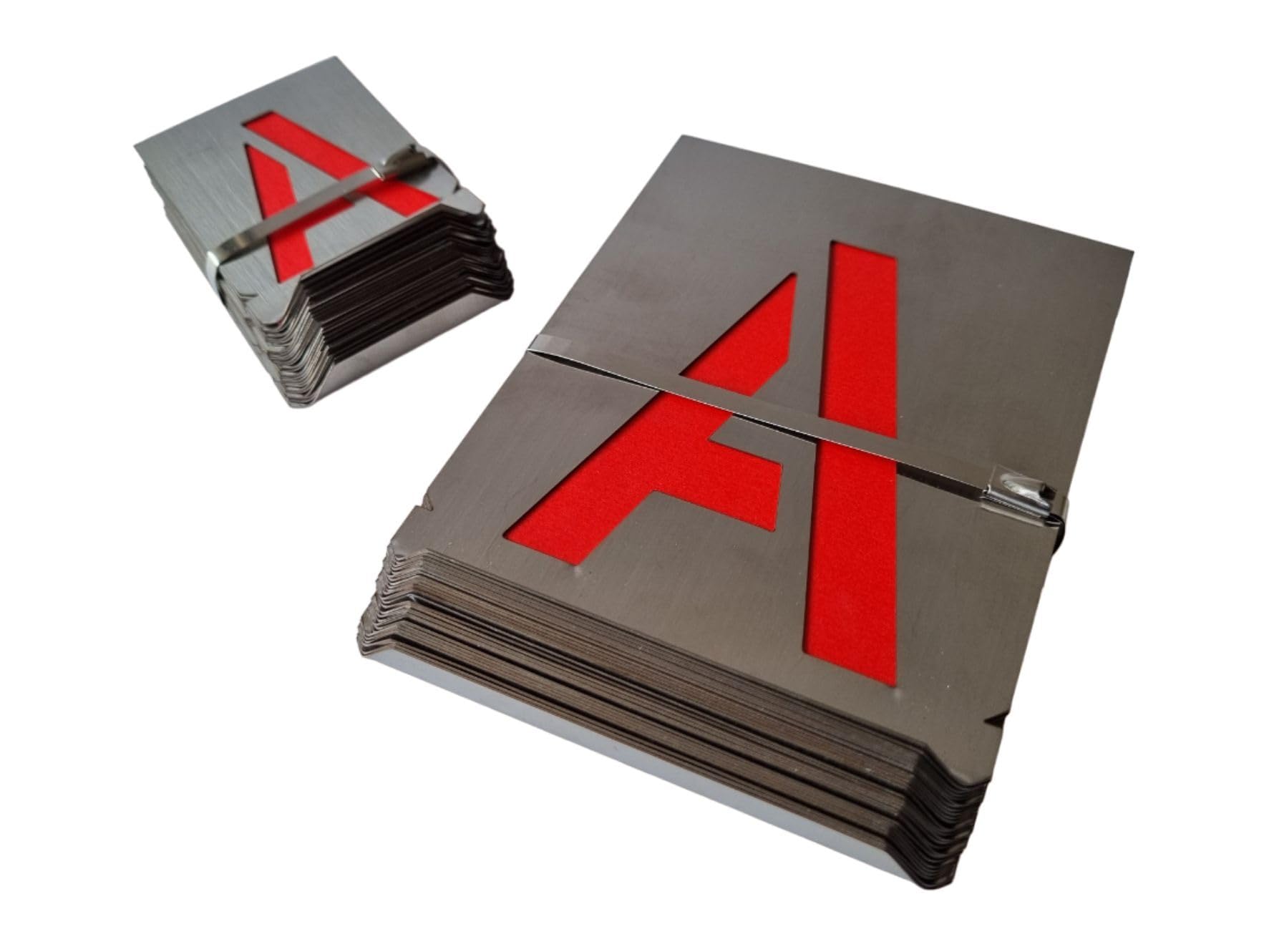 Buchstaben Schablonen Set A-Z | 100mm (4 Zoll) | Rostfreier Edelstahl | Einzelne Signierschablonen für Präzise Markierungen | Langlebig & Wiederverwendbar | Margreiter Technik