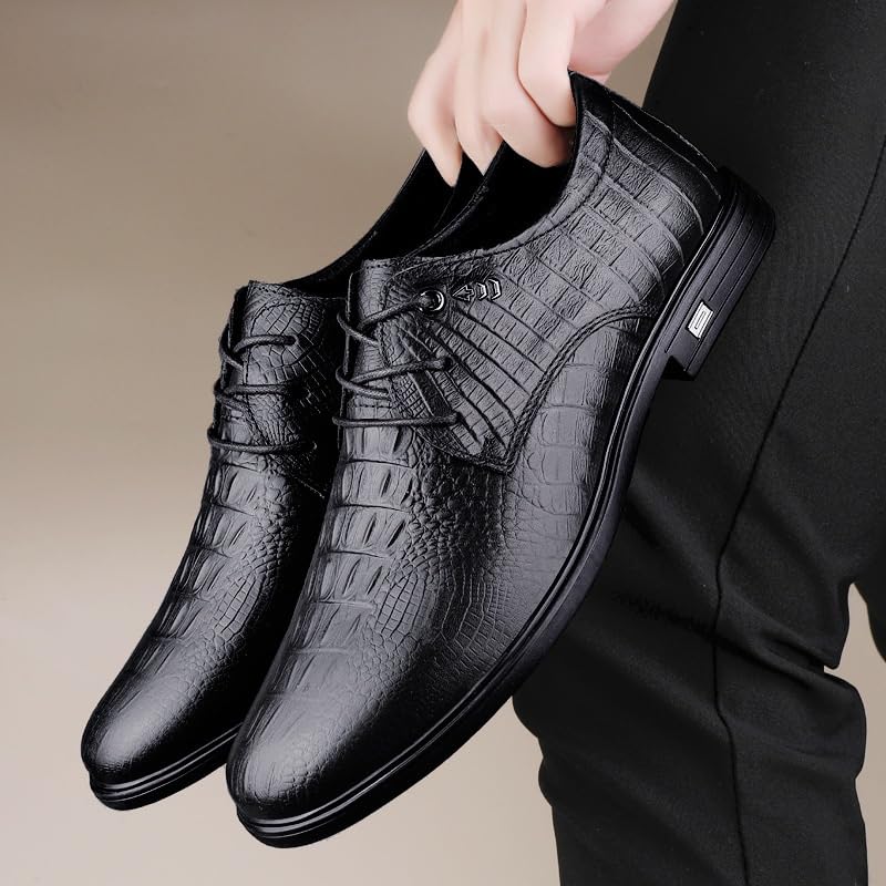 Men's Casual Business Shoes Low-top Lace-up Rubber Shoes Heightening Non-Slip wear-Resistant Comfortable Shoes for Men(D,9.5)2