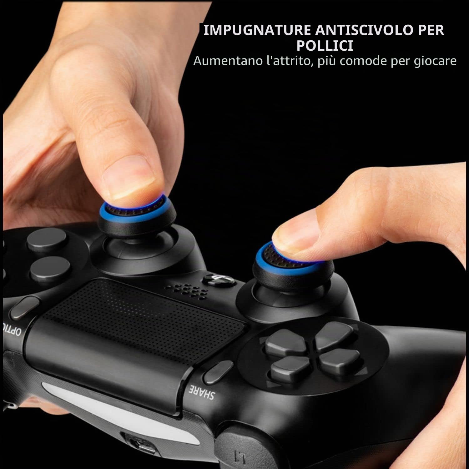 NiTHO Gaming Kit per Controller Playstation 4, Include Impugnature Silicone Anti-Sudore, Anelli di Precisione, Copri Levette Analogiche, Migliora il Controllo e la Precisione del Gioco per PS4