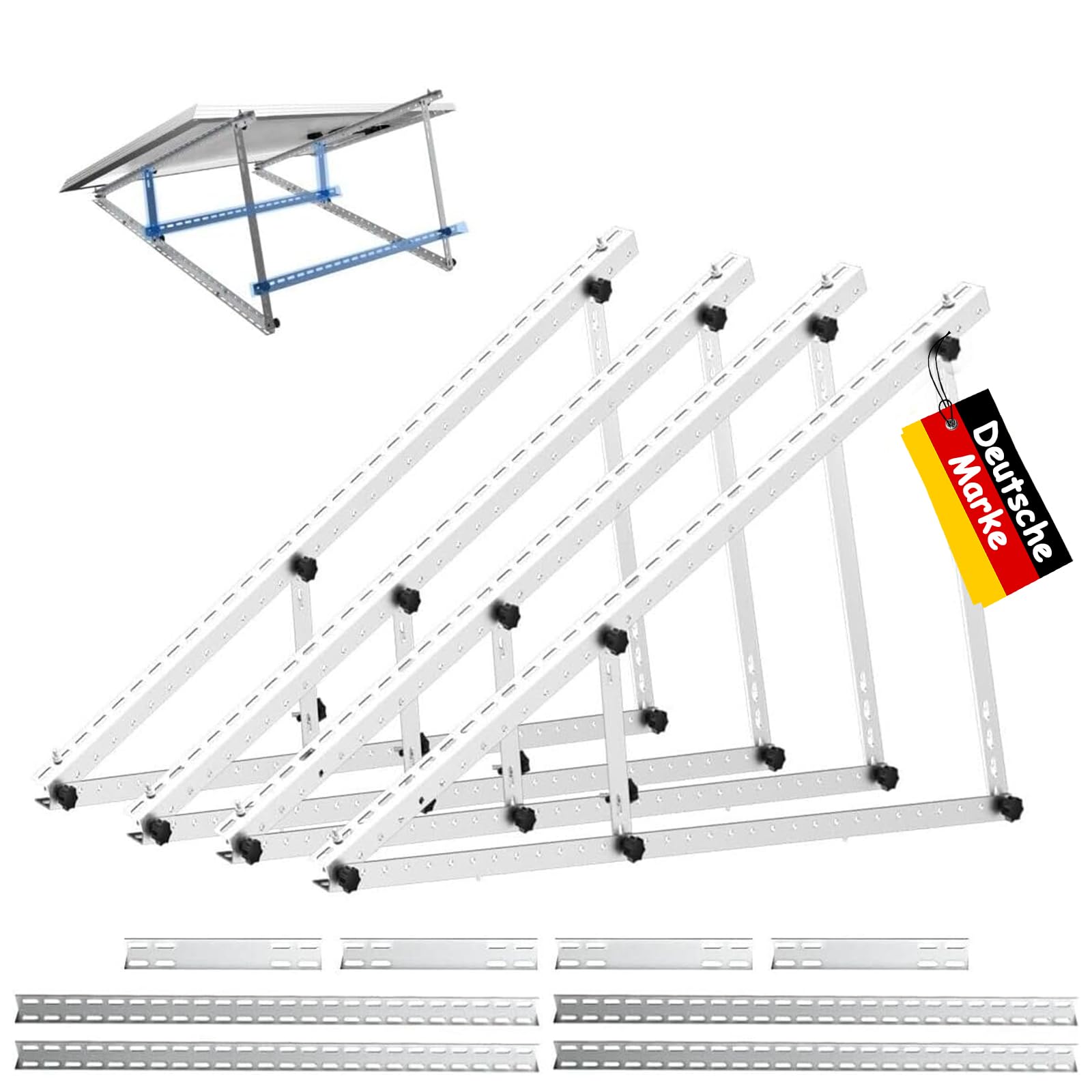 Verstärkte Solarpanel-Halterung Aluminium Verstärkte Balkon-Kraftwerkshalterung 118CM Montagewinkel 0-90° Solarpanel-Montagesatz für 100W-800W Geeignet für Flachdächer Wände Wohnwagen Boote 2 set