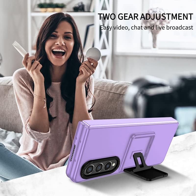 Miniatura 6 de Asuwish Funda de teléfono para Samsung Galaxy Z Fold 4 5G 2022 con funda deslizante para cámara con soporte de soporte, delgada, protección móvil,