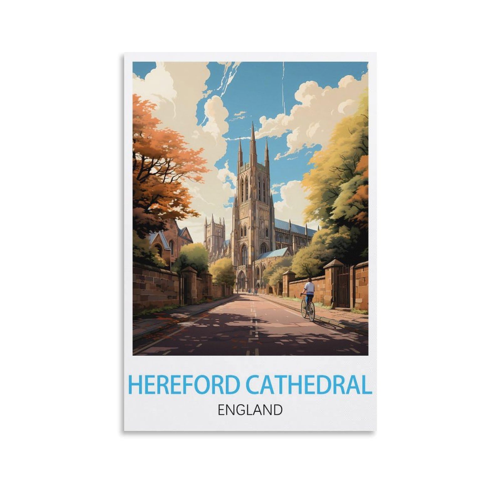 Lhjoiun Unframe-Style Hereford Cathedral England Vintage Travel Poster 08X12inch(20X30cm) Art Canvas Print For Living Room Bedroom Home Decoration Modern Art