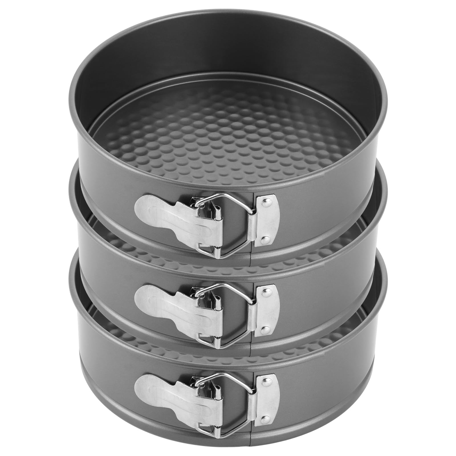 3 Stück Springform 20 cm Rund, 8inch Backform 20 cm Rund Kuchenformen Backform mit Antihaftbeschichtung, Springform mit Wabenboden aus Kohlenstoffstahl für Muffins, Torten, Desserts Herstellen