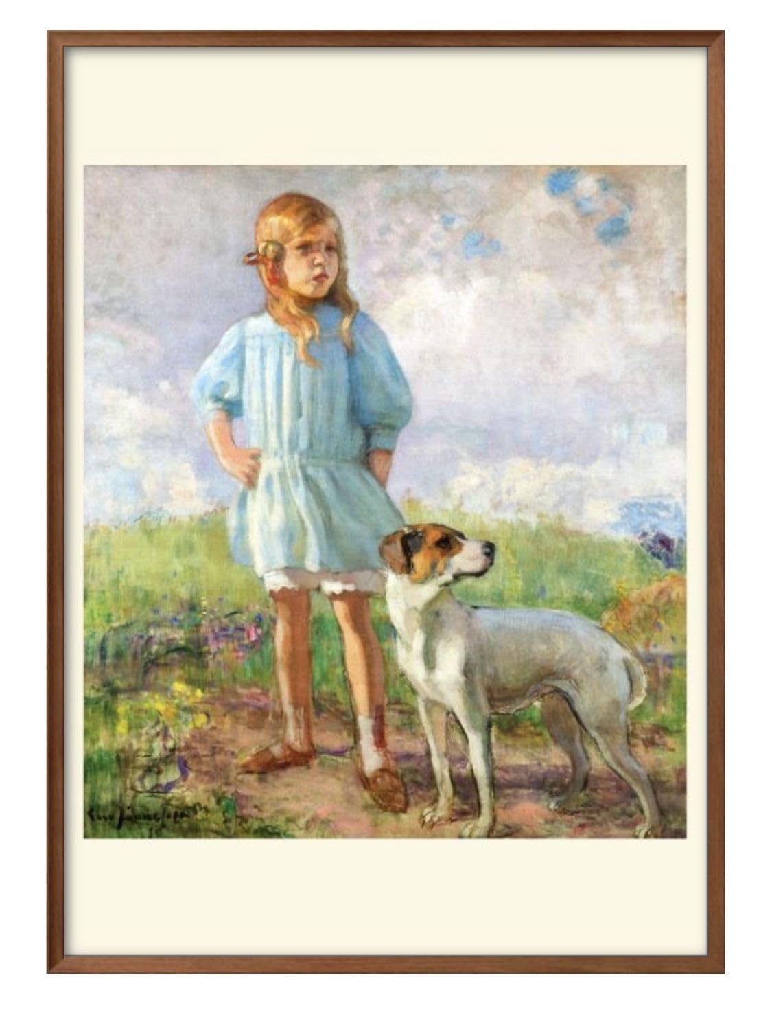 Amazon.co.jp: エーロ ヤルネフェルト 少女と犬 A3 サイズ おしゃれ 