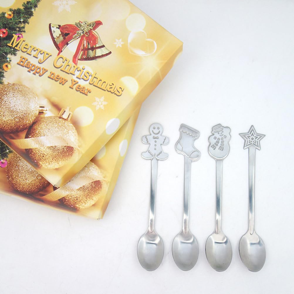 IMIKEYA 12 Pcs Christmas Spoons Set 5 Inch Stainless Steel Spoons for Coffee Tea Latte Dessert Creative Tableware Cutlery for Christmas Stocking Fillers Kitchen Metal Mixing Spoon - Image 2