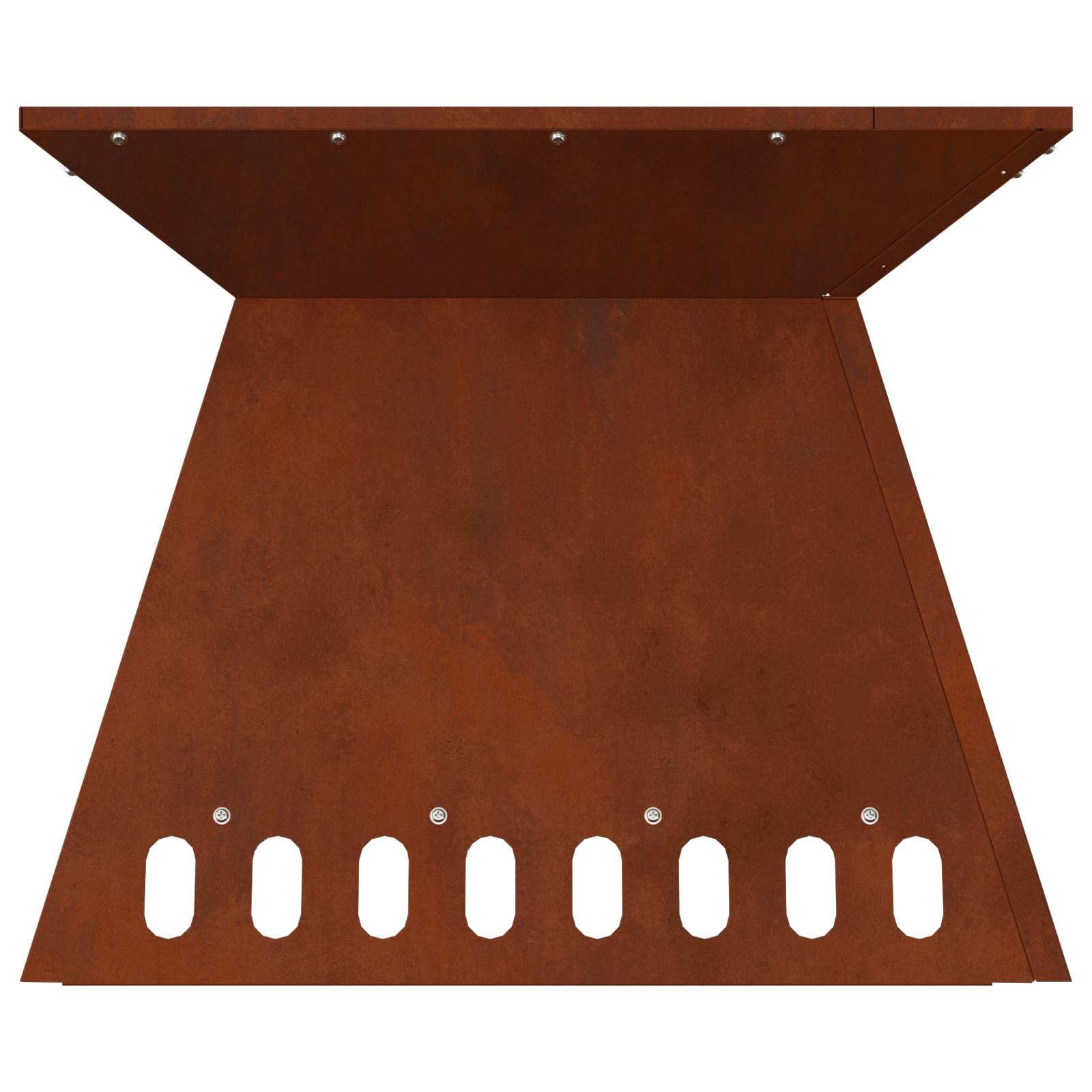 Feuerstelle aus Wetterfeststahl Braun quadratisch 48 x 48 x 40 cm für Holz im Garten Terrasse Balkon, kamin ofen feuerstelle, Wärme und Rauchabzug im Außenbereich