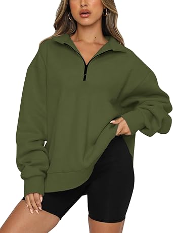 Meladyan Womens Half Zip Sweatshirt 