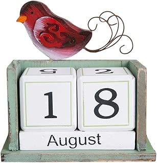 Olpchee Creative Vintage Desktop Desk Wooden Perpetual Block Calendar for Home Office Decoration (Bird) - coolthings.us