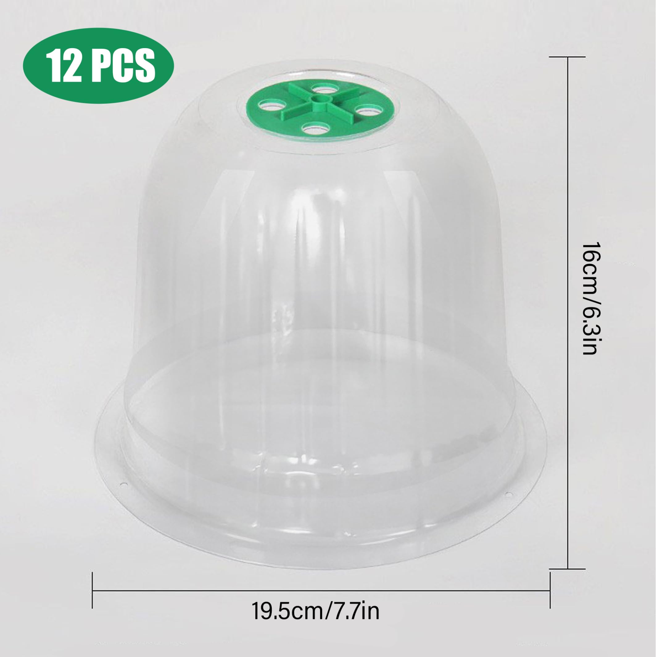 Lot de 12 cloches de potager réutilisables en PVC avec aération réglable Transparent
