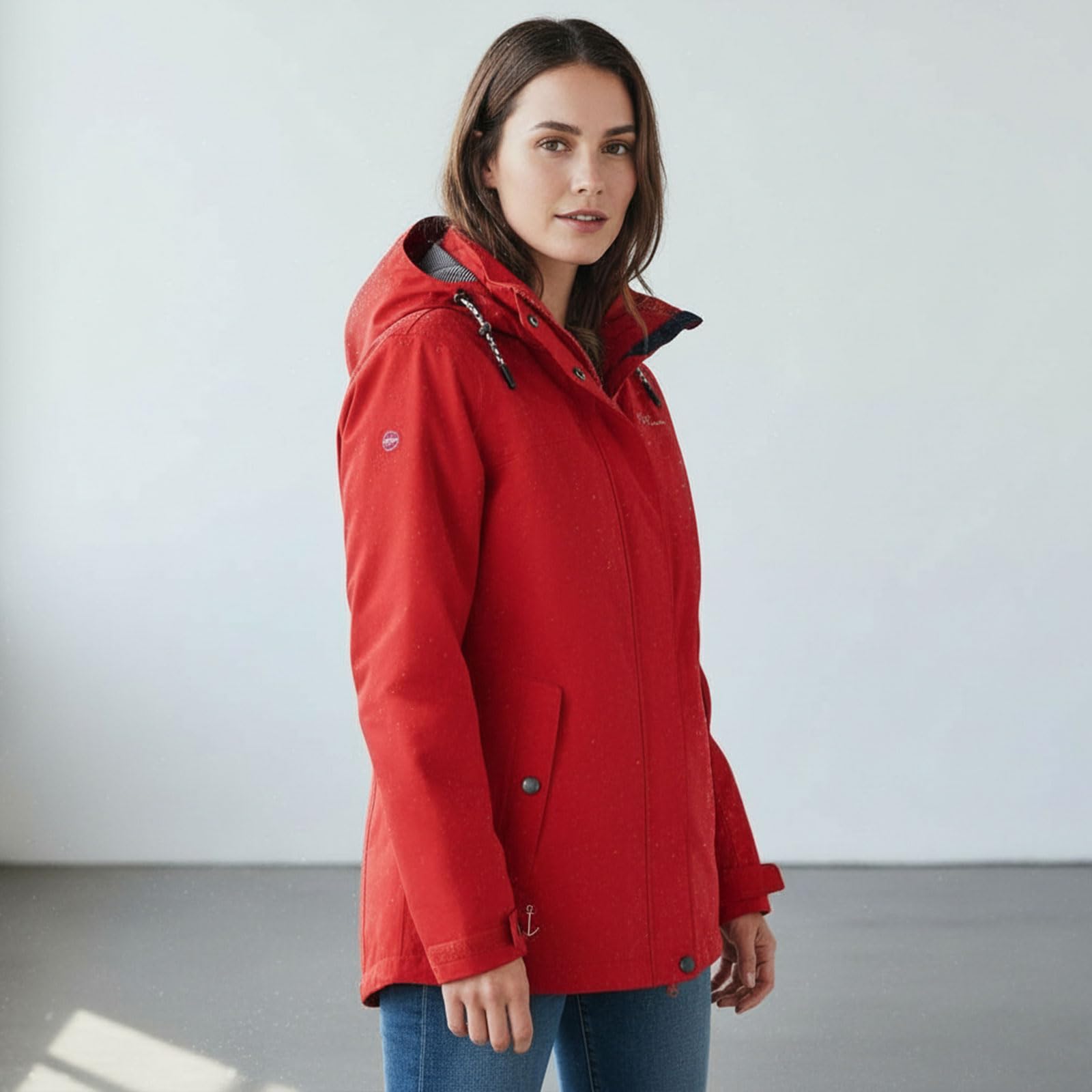 Dry Fashion Damen Funktionsjacke Norderney - Jacke in Grün, Größe 40 | Wind- & wasserdicht, Atmungsaktiv, Verschweißte Nähte, Abgedeckter 2-Wege-Reißverschluss, Verstellbare & abnehmbare Kapuze