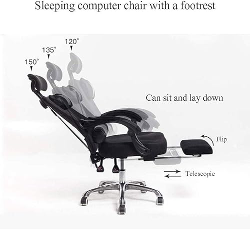 Miniatura 2 de Silla ergonómica reclinable de oficina, silla de escritorio con altura ajustable, reposacabezas de malla transpirable, cojín de espuma suave