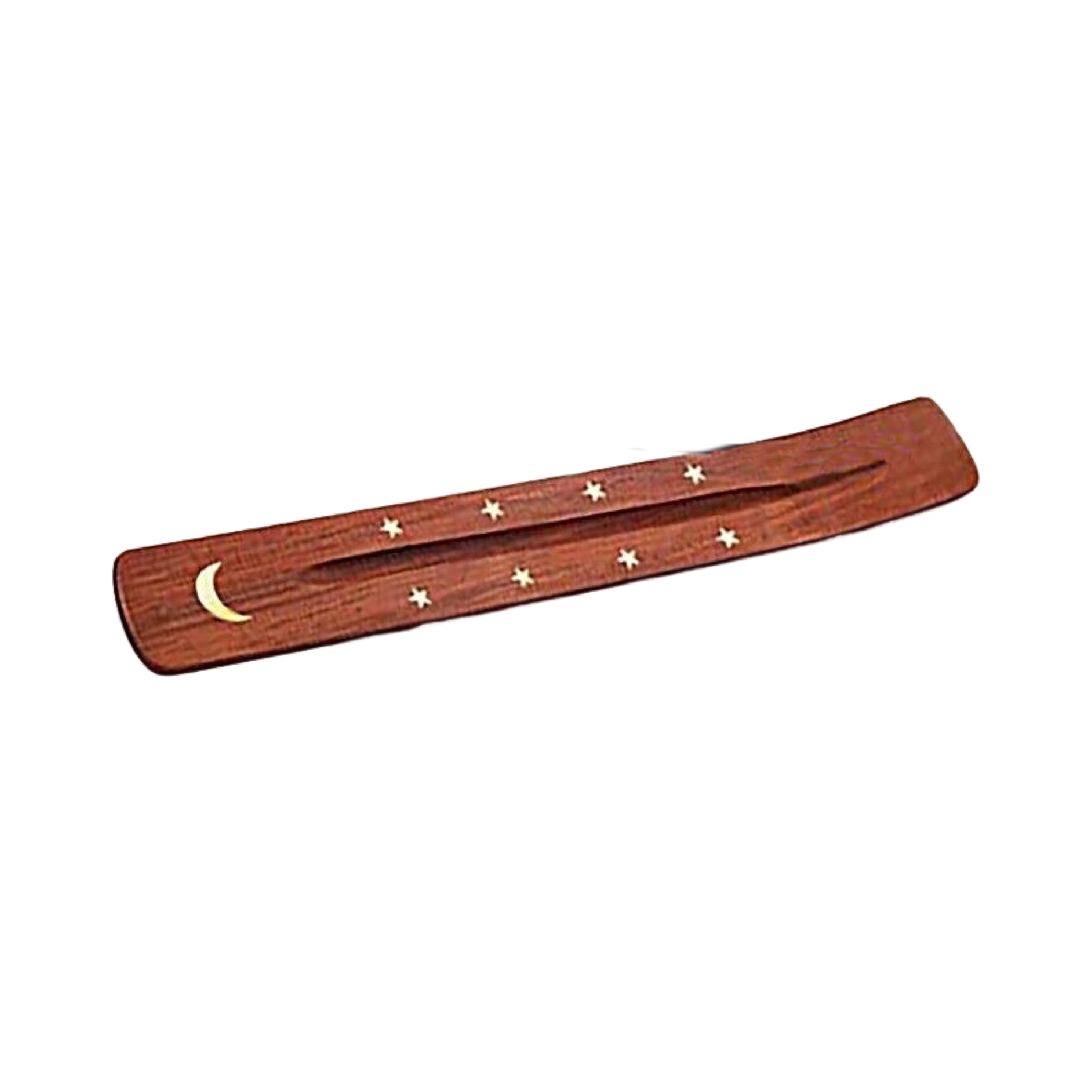 Sul 1Pk Wooden Incense Stick Holder Burner Tray For Incense Sticks, Ash Catcher Incense Holder With Brass Inlay - Ideal For Aromatherapy, Meditation, Yoga - Ornamental Piece For Home (Moon, )