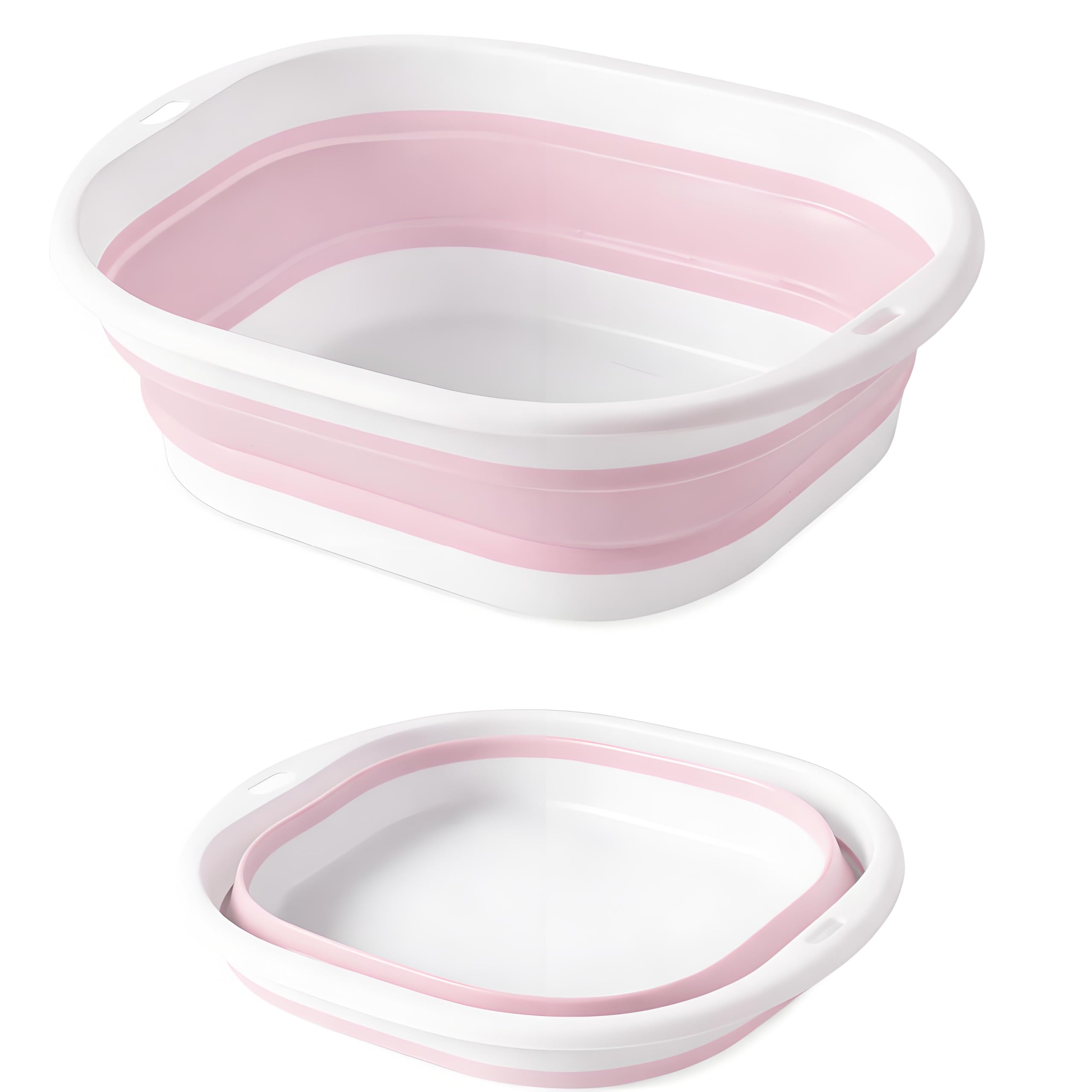 Lafefe Thickened Collapsible Washing Up Bowl, Portable Folding Wash Basin with Handles, Space Saving Camping Sink Multipurpose for Camping, Caravan, Kitchen & Travel(Pink, 3.5L)