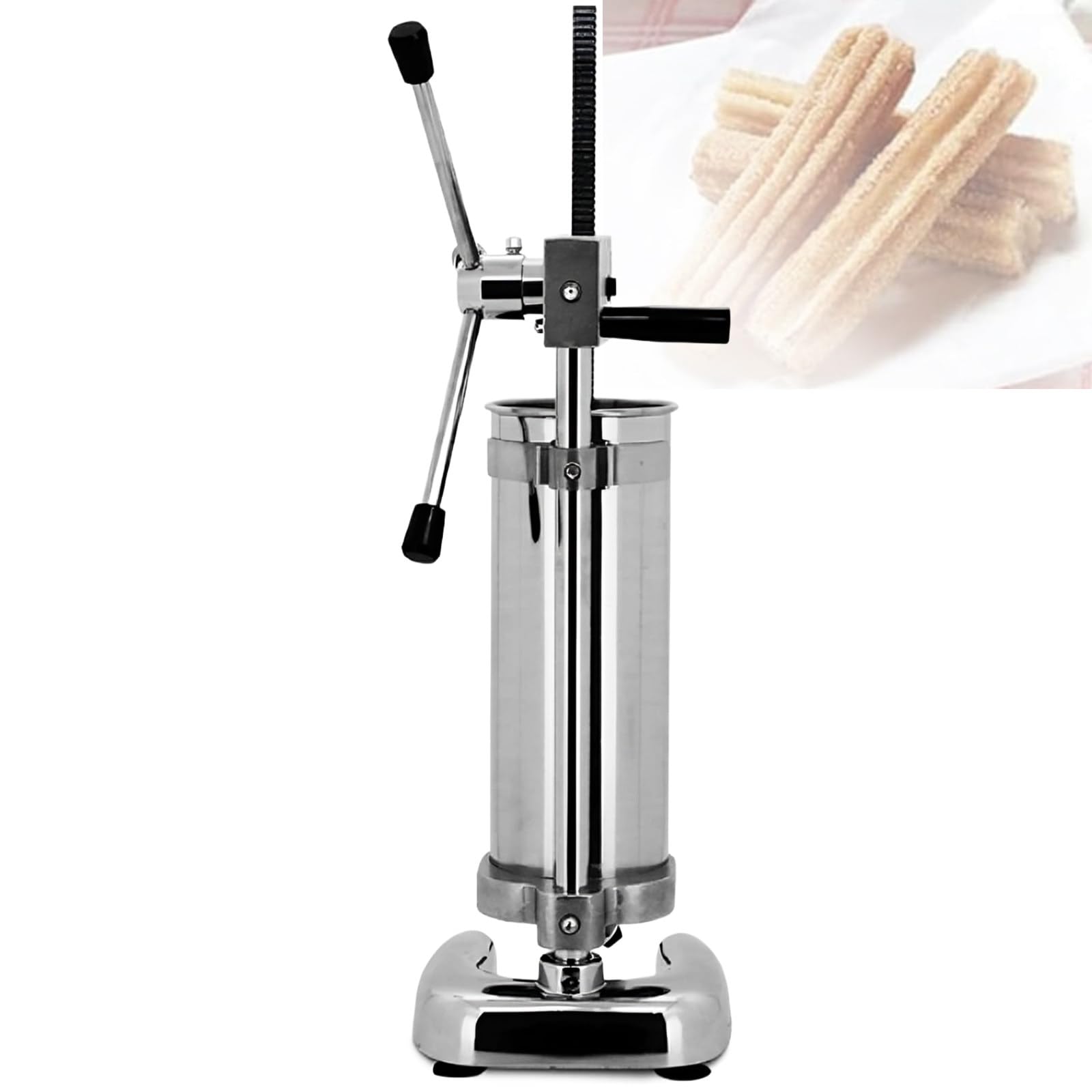 XygZythror Commercial Manual Churro Maker, Stainless Steel Spanish Churrera Machine With 5 Molds, Latin Fruit Donut Machine, Ideal For Home, Restaurants Bakeries