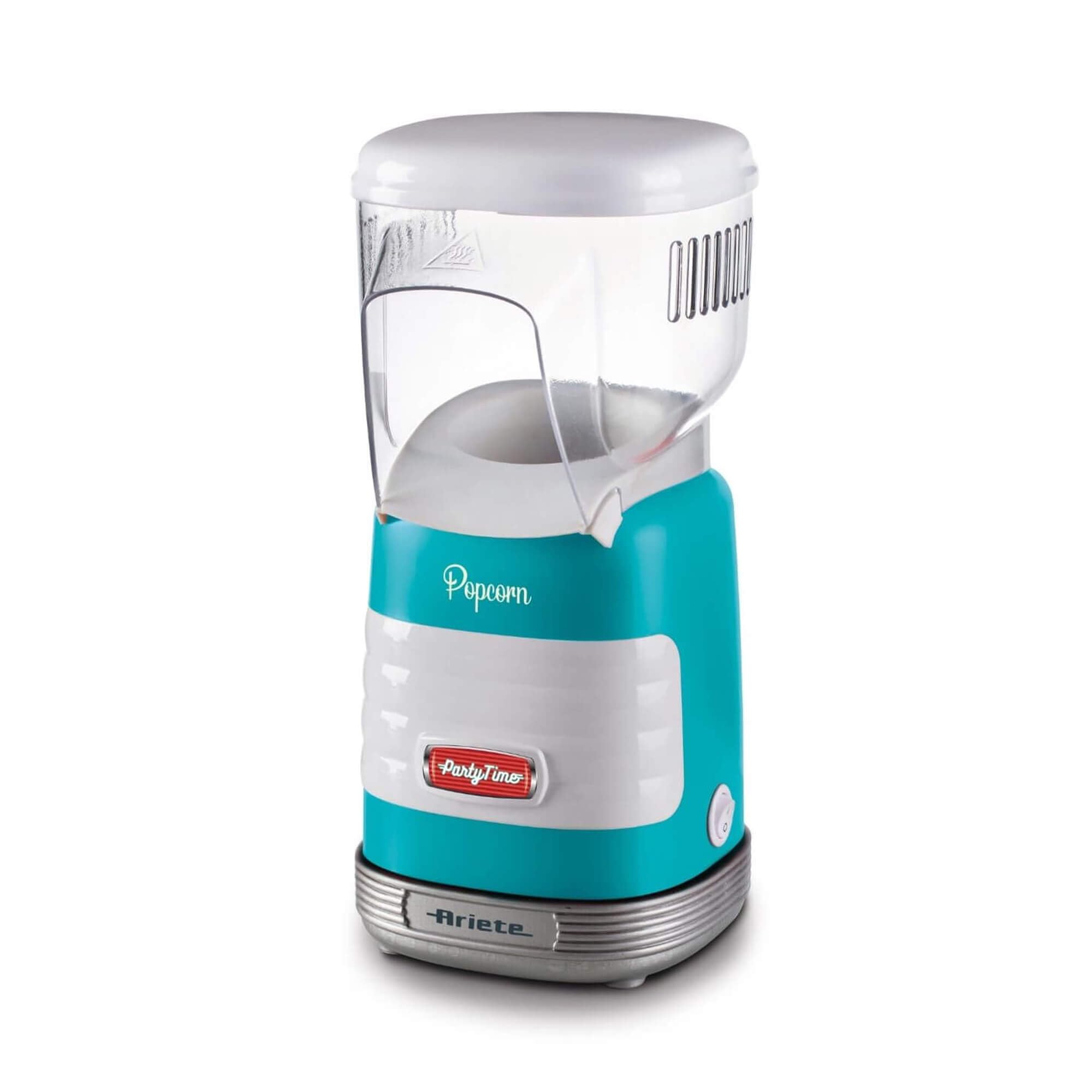 Ariete 2956/01 Máquina de Palomitas Party Time Popper, 1000 W, Compacta, Cocción con Aire Caliente, sin Grasas ni Condimientos, Azul Blanco