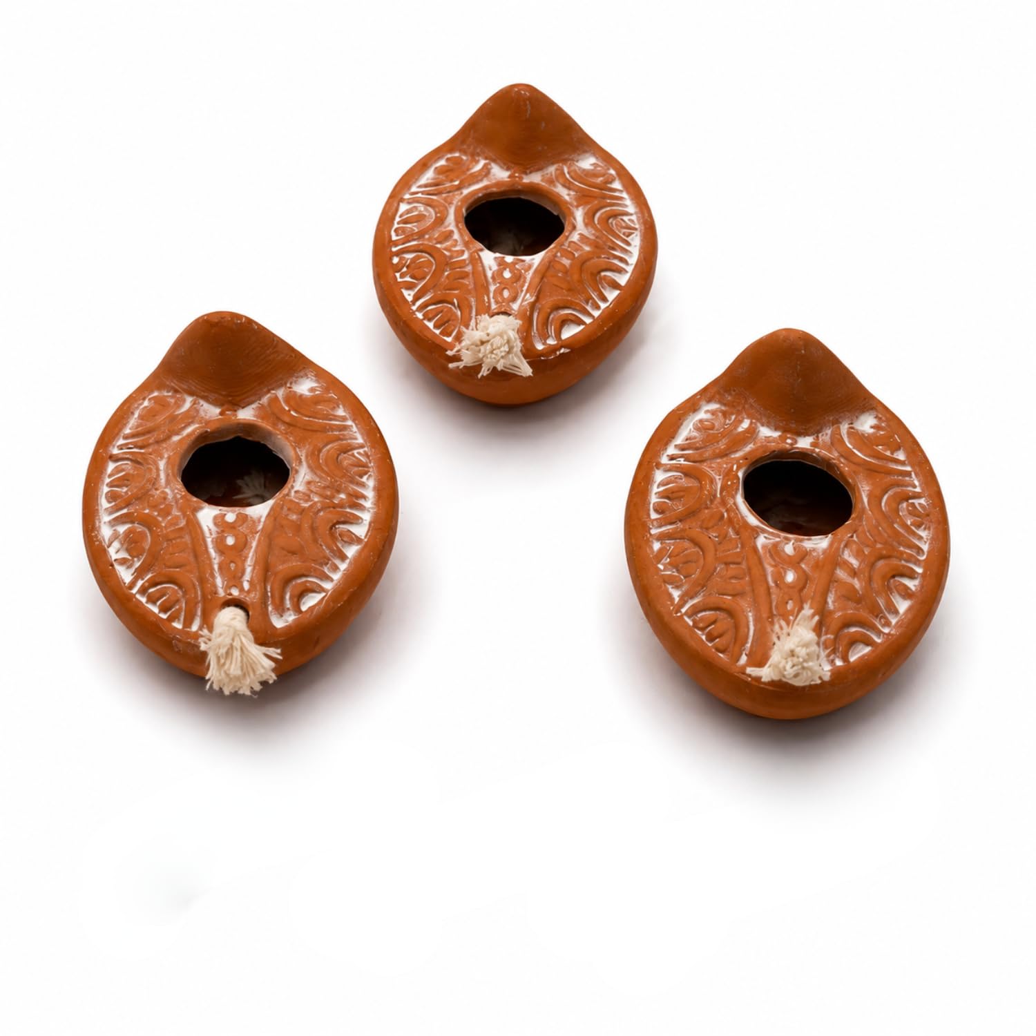 3 Arches USA 3 (Three) Replicas Ancient Clay Oil Lamps - Herodian Oil Lamp- Judaica/Christian, Israel.