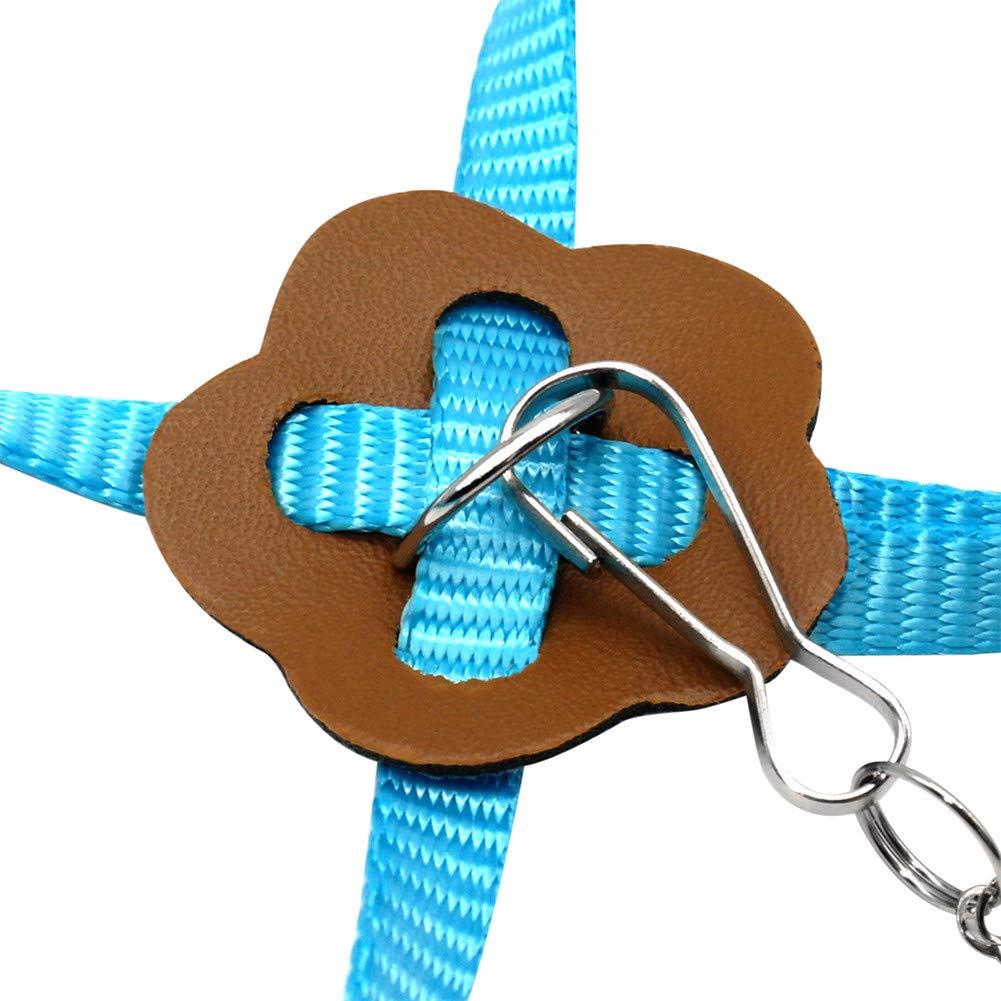 SOCHII Pettorina e guinzaglio in nylon per criceto regolabile furetto ratto topo coniglietto pettorine gilet corda guinzaglio cavia accessori petto blu sotto 23 cm