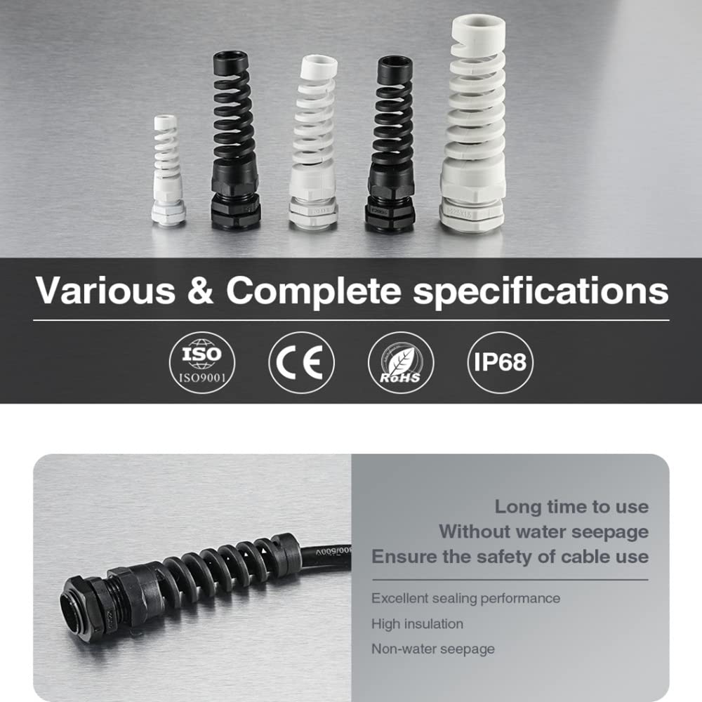 PG7 Thread Cable Gland Uxcell 2Pcs PG7 Cable Gland Black Waterproof ...