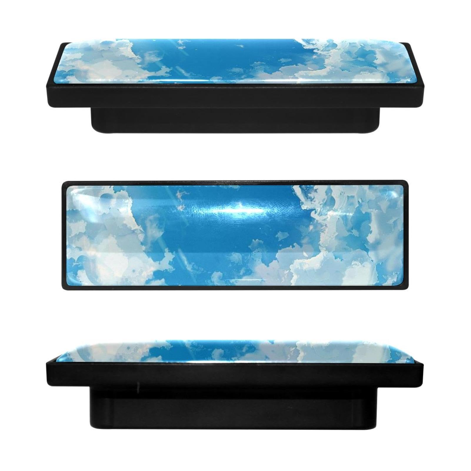 Boutons de placard rectangulaires ciel bleu pour armoire et tiroir (Lot de 4)