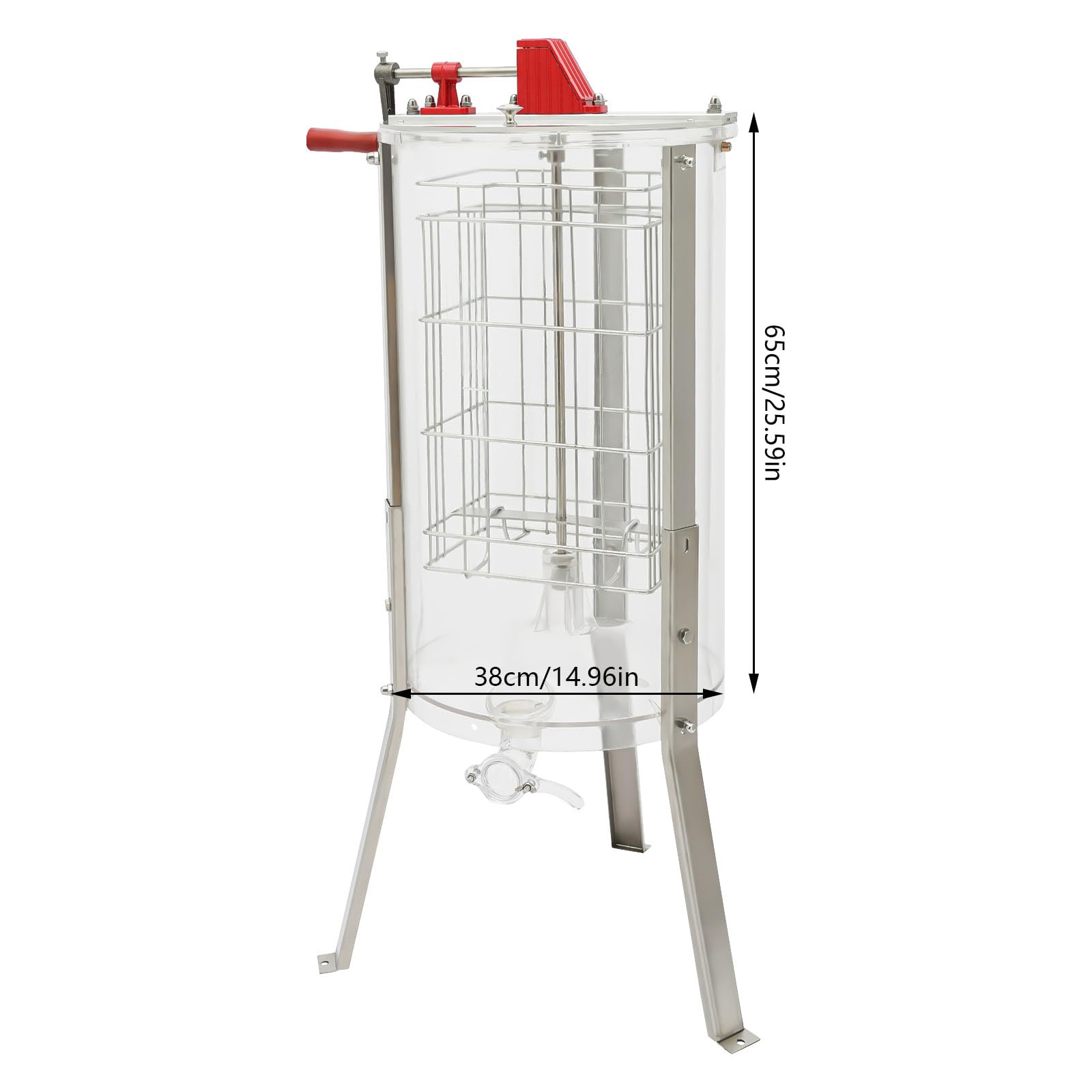 Extractor de miel manual de 2 marcos Centrífuga de miel de abejas Diseño saludable Acrílico transparente Ergonómico Fácil de limpiar Accesorio para apicultores