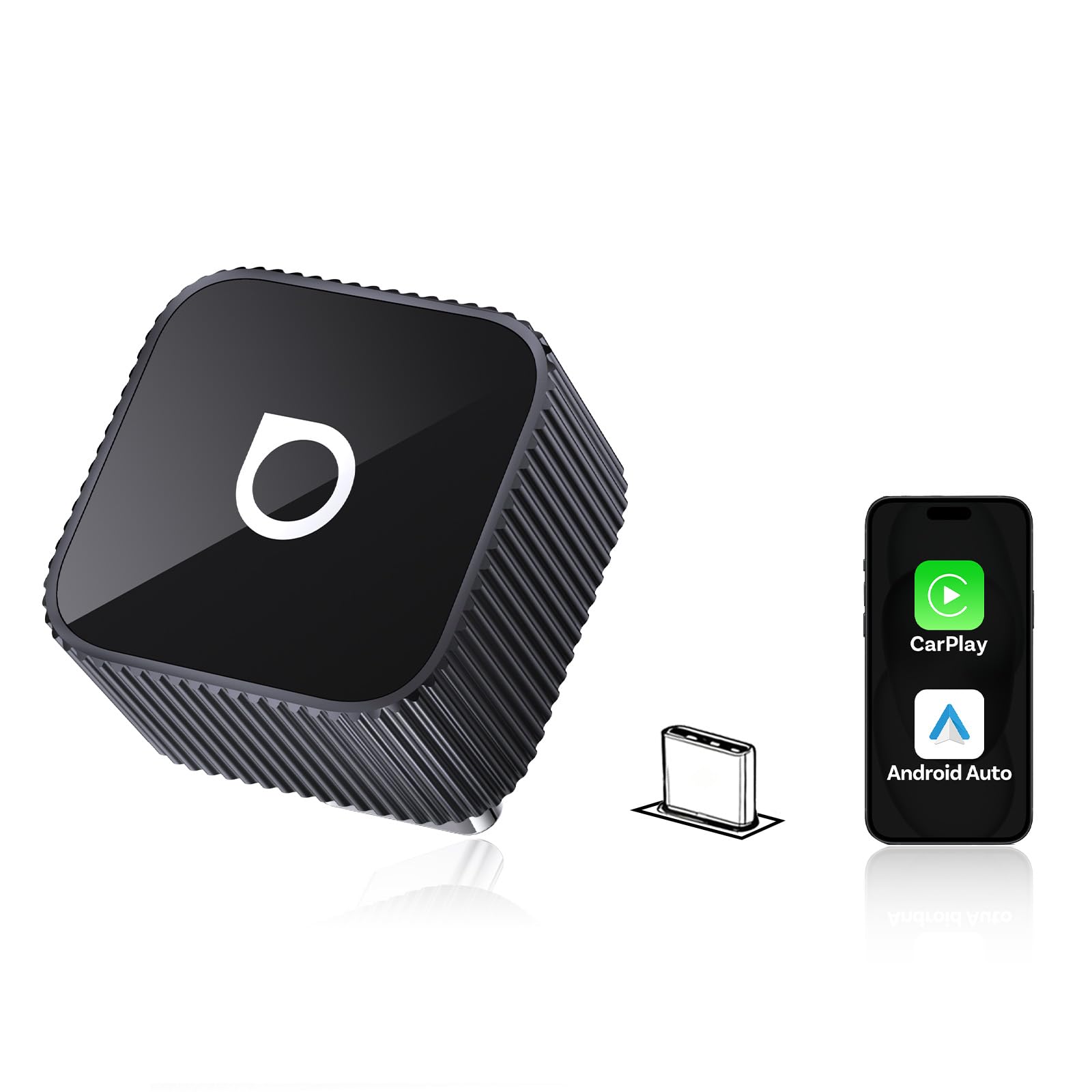 2026 Mejorado OTTOCAST Mini Slim(Edición USB-C), 2 en 1 inalámbrico adaptador de CarPlay y Android Auto para iOS 10+ y Android 11+, compatible multiusuario, convierte de cableado a inalámbrico (Negro)