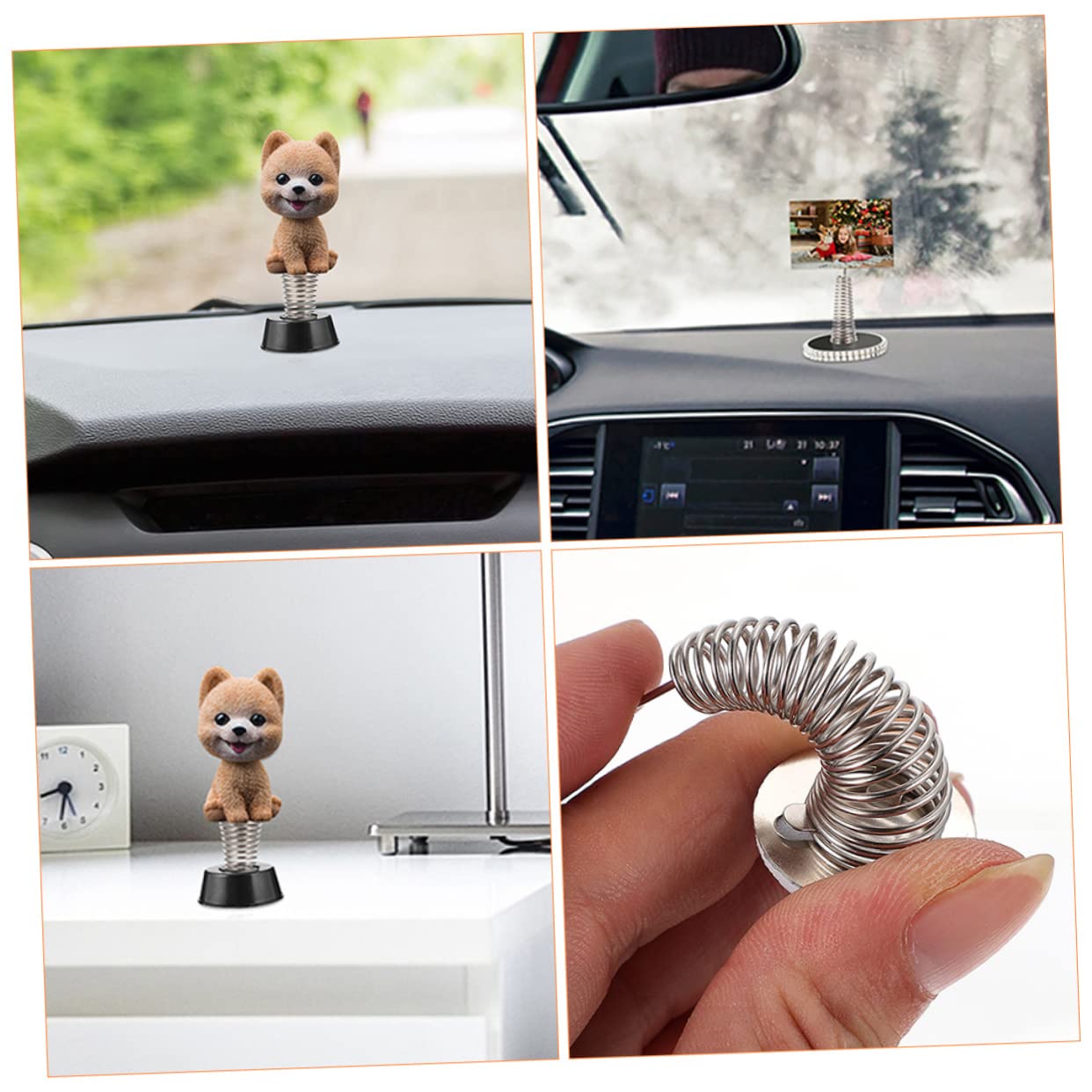 12 Basi A Molla Con Testa Oscillante - Accessori In Metallo Con Adesivo, Per Decorare Auto E Giocattoli