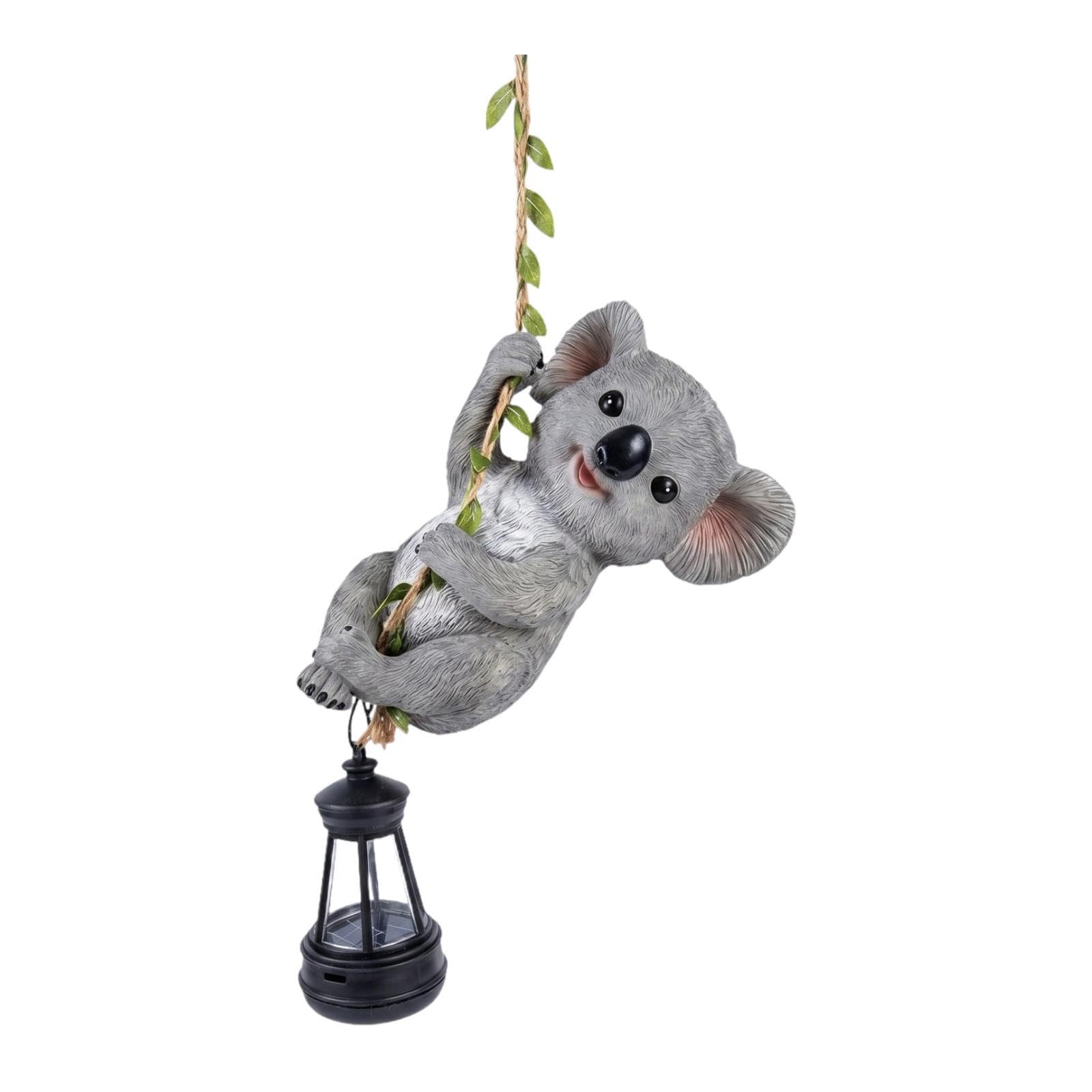 Statuetta da Giardino a Energia Lanterna a LED, Albero in Resina, Ideale per Alberi, Koala, 10.5 X 7.5 X 15.5 Cm
