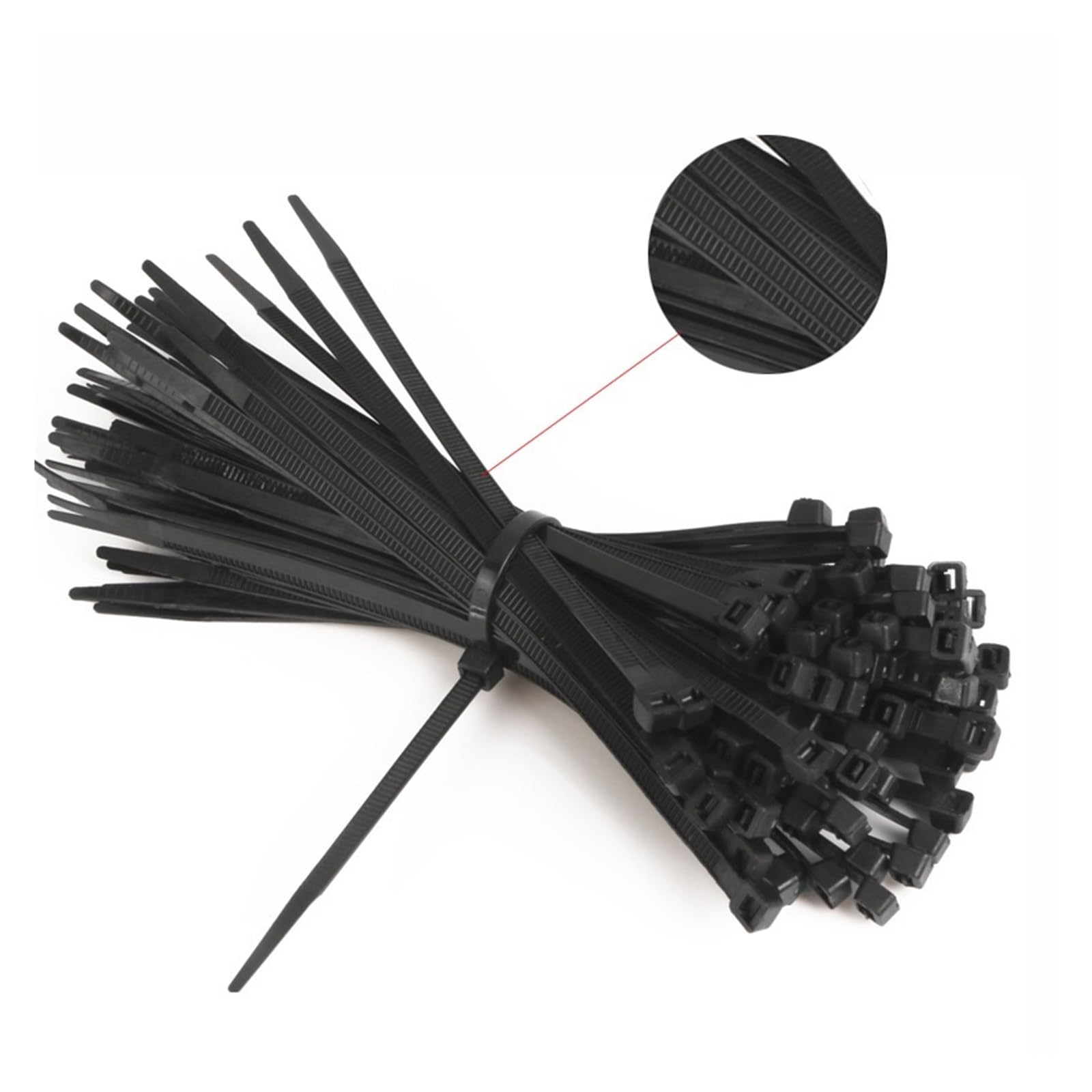Fermacavi in nylon, fascette in plastica e nylon, 100 pezzi, autobloccanti, nero, diverse dimensioni (5 x 200 mm)
