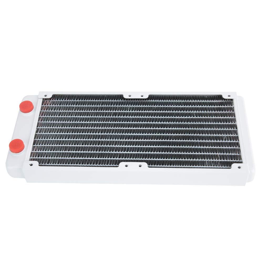 Bewinner Raffreddamento Ad Acqua per Computer Radiatore in Rame Bianco 12 Dissipatore di Calore da 240 Mm con Filettatura G1/4 per Raffreddatore CPU PC, Camera 'Acqua in Ottone e Alette in Rame,