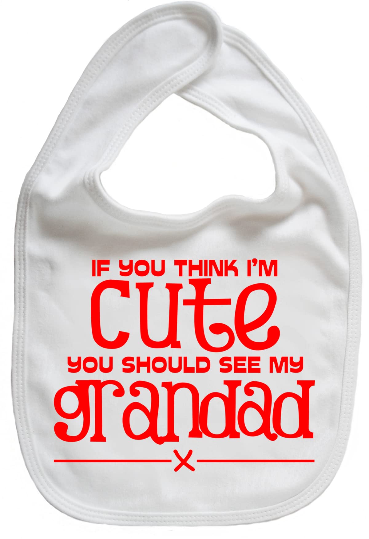 Image is Everything IiE, If you think I'm Cute you should see my Grandad, Grandson Granddaughter Baby Unisex Soft Cotton Feeding Bib, White