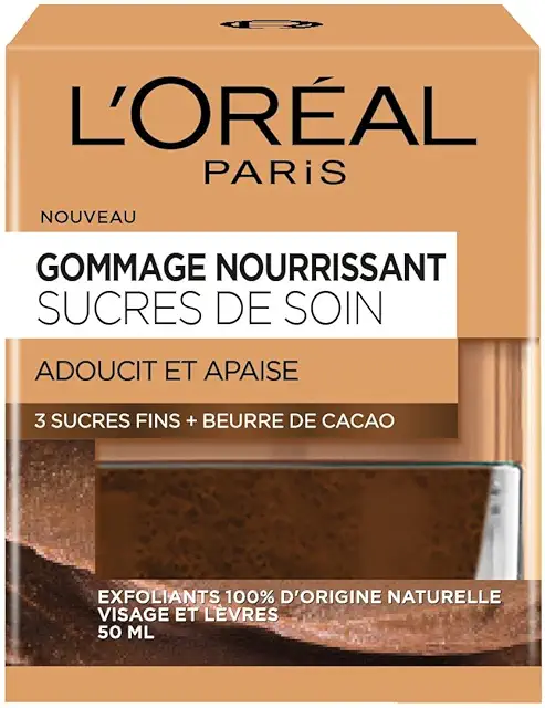 Gommage L'Oréal Paris Nourrissant Visage & Lèvres aux 3 Sucres - 50 ml