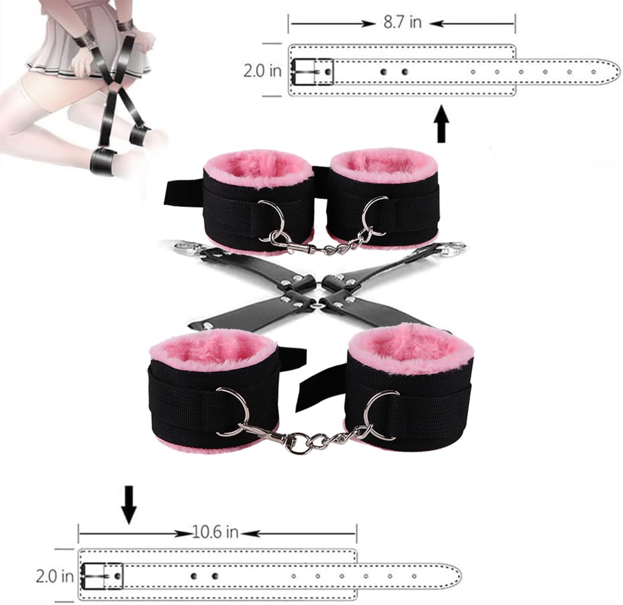 𝙨𝙚𝙭 𝙗𝙤𝙣𝙙𝙖𝙜𝙚 Set da Yoga in Nylon Rosa da 10 Pezzi in Una varietà di Stili, Regali A Sorpresa per Le Feste