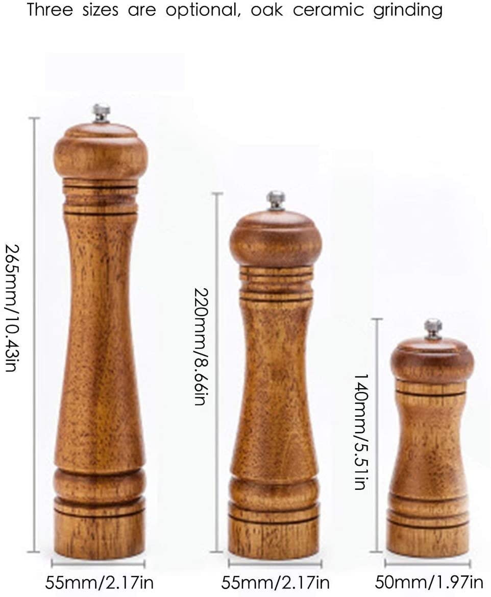 XMING Grinder Pepe Pepe macinato manualmente Pepe, Sesamo, Sale Marino, Pepe, Fresco macinato macinino Pepe Nero, Legno (3 pz)
